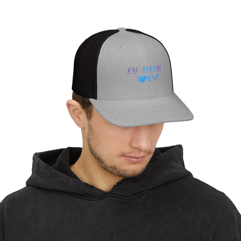 Trucker Cap — "I'm With IA" Heart Graphic Snapback Printify