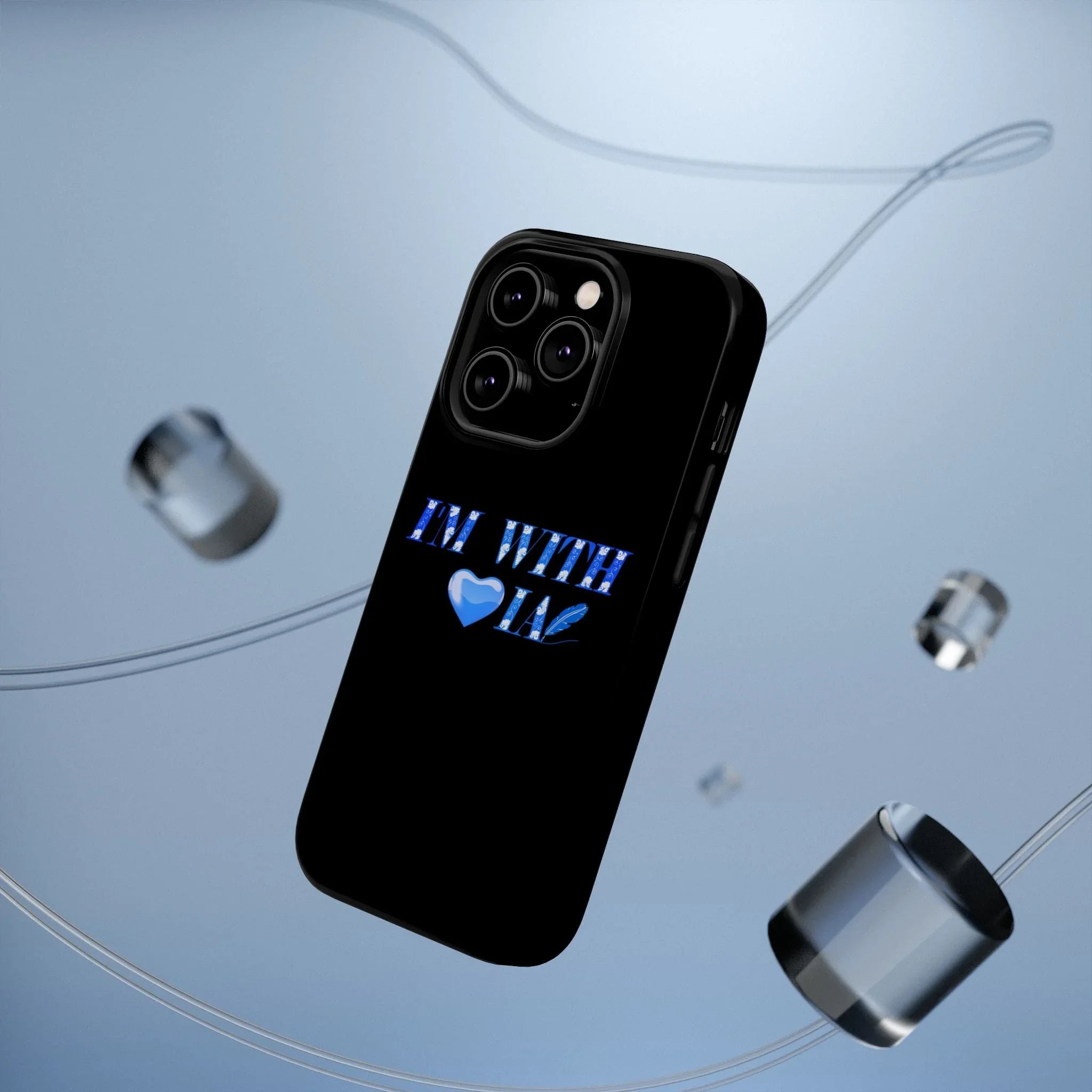 AI Phone Case — "I'm With IA" Blue Heart Magnetic Impact-Resistant Case Printify