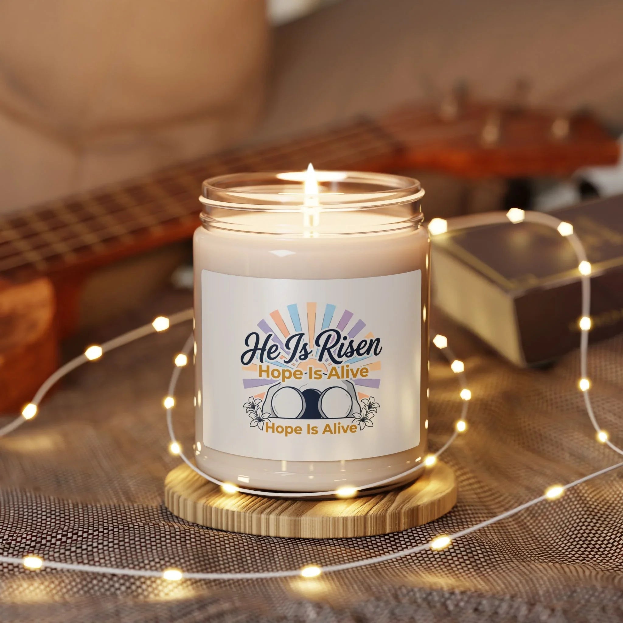 He Is Risen Soy Candle | Christian Easter, Resurrection, Hope-Is-Alive Printify