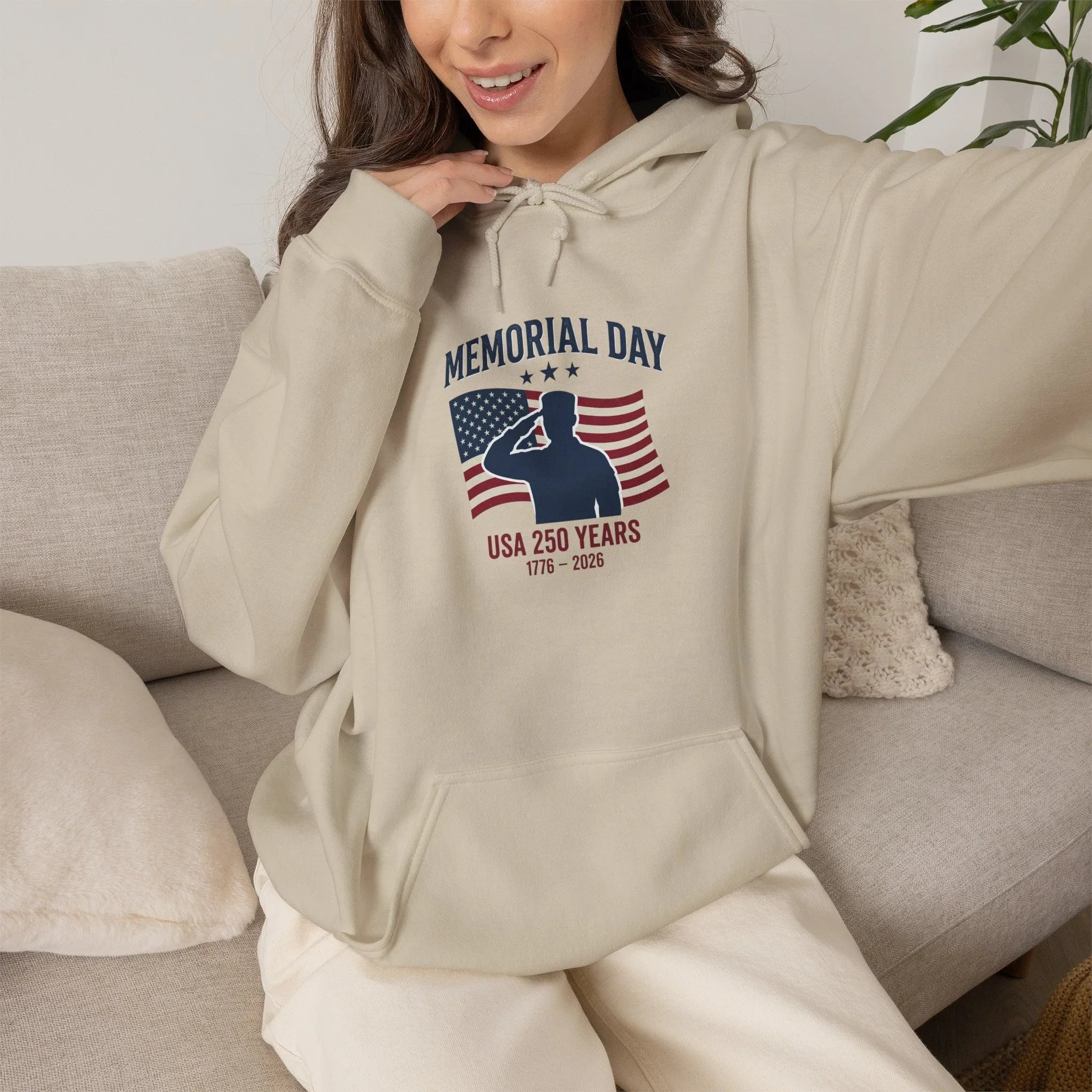 Memorial Day USA 250 Hoodie | Vintage Distressed Patriotic Printify