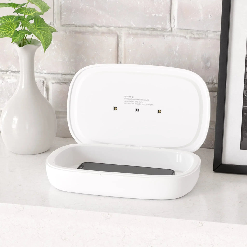 Stérilisateur UV téléphone et chargeur avec IA et chargeur sans fil — Qi 2-en-1 Printify