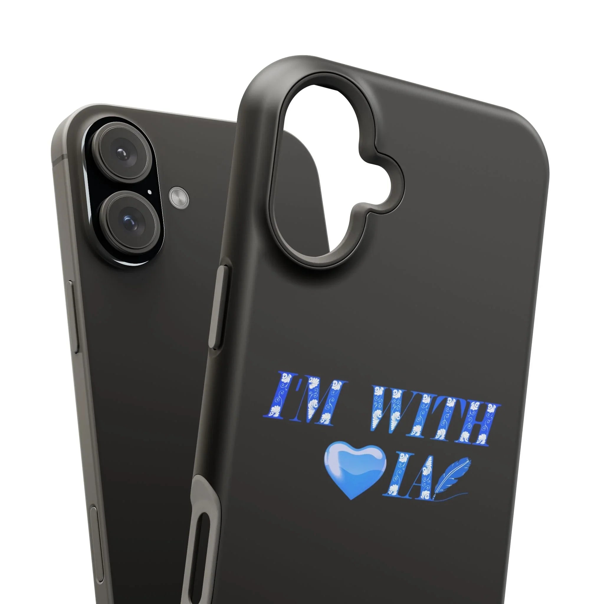 AI Phone Case — "I'm With IA" Blue Heart Magnetic Impact-Resistant Case