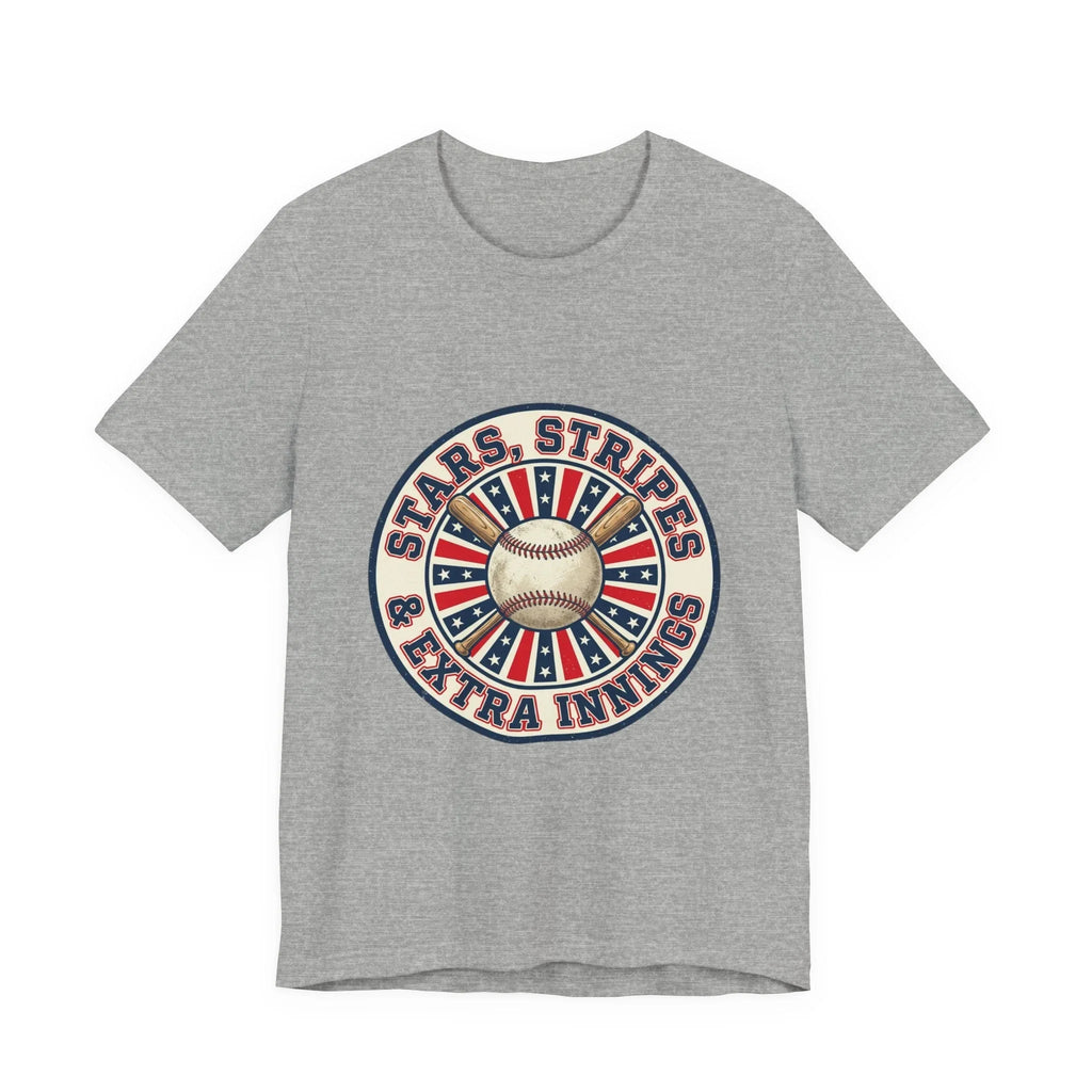 Stars Stripes & Extra Innings Baseball Tee | Patriotic baseball shirt, vintage ballpark aesthetic Printify