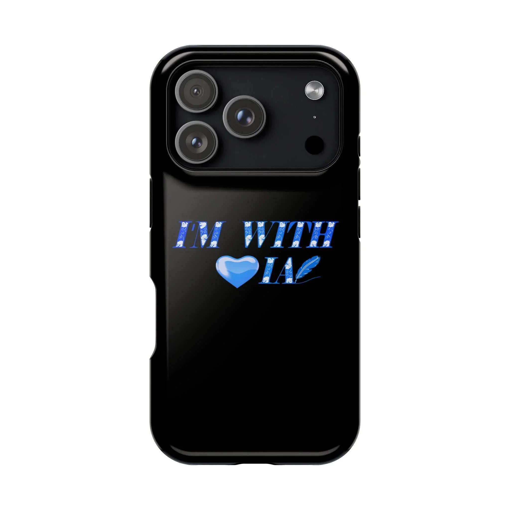 AI Phone Case — "I'm With IA" Blue Heart Magnetic Impact-Resistant Case Printify