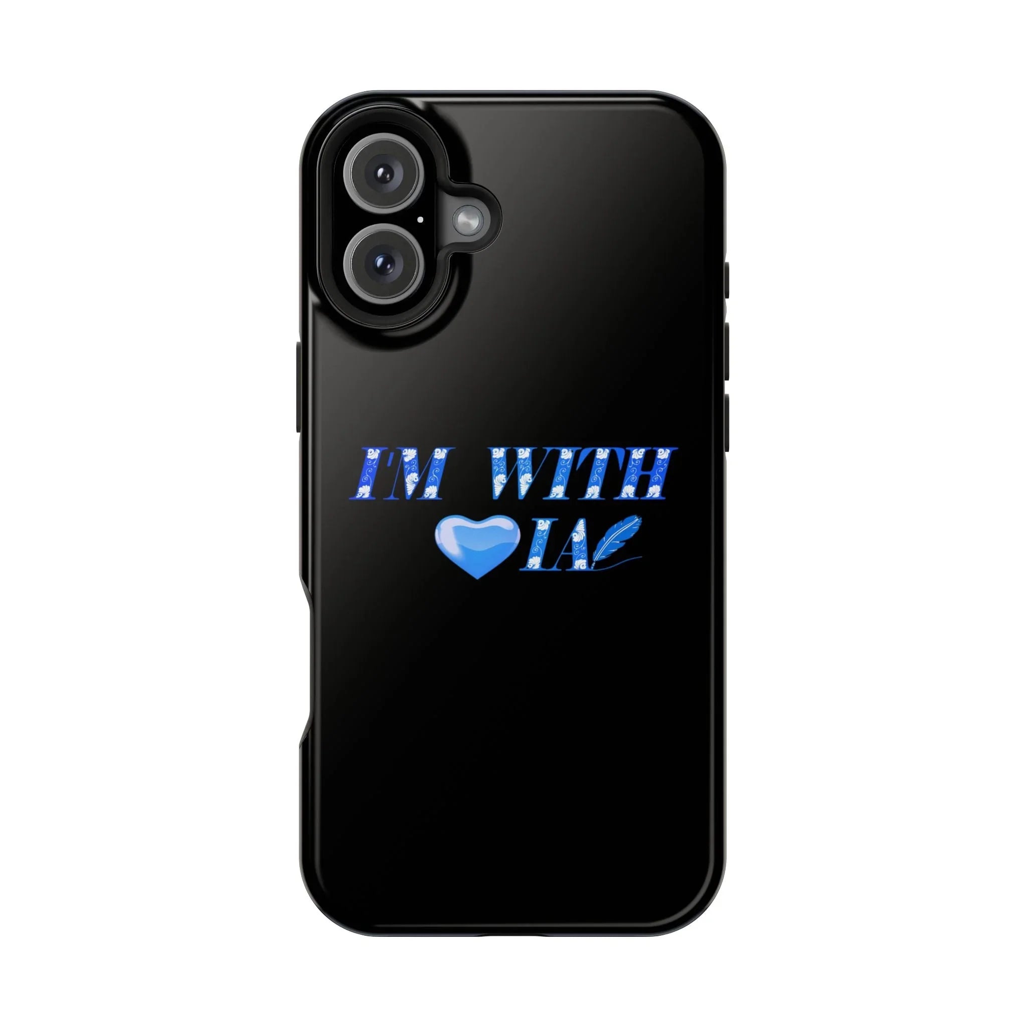 AI Phone Case — "I'm With IA" Blue Heart Magnetic Impact-Resistant Case Printify