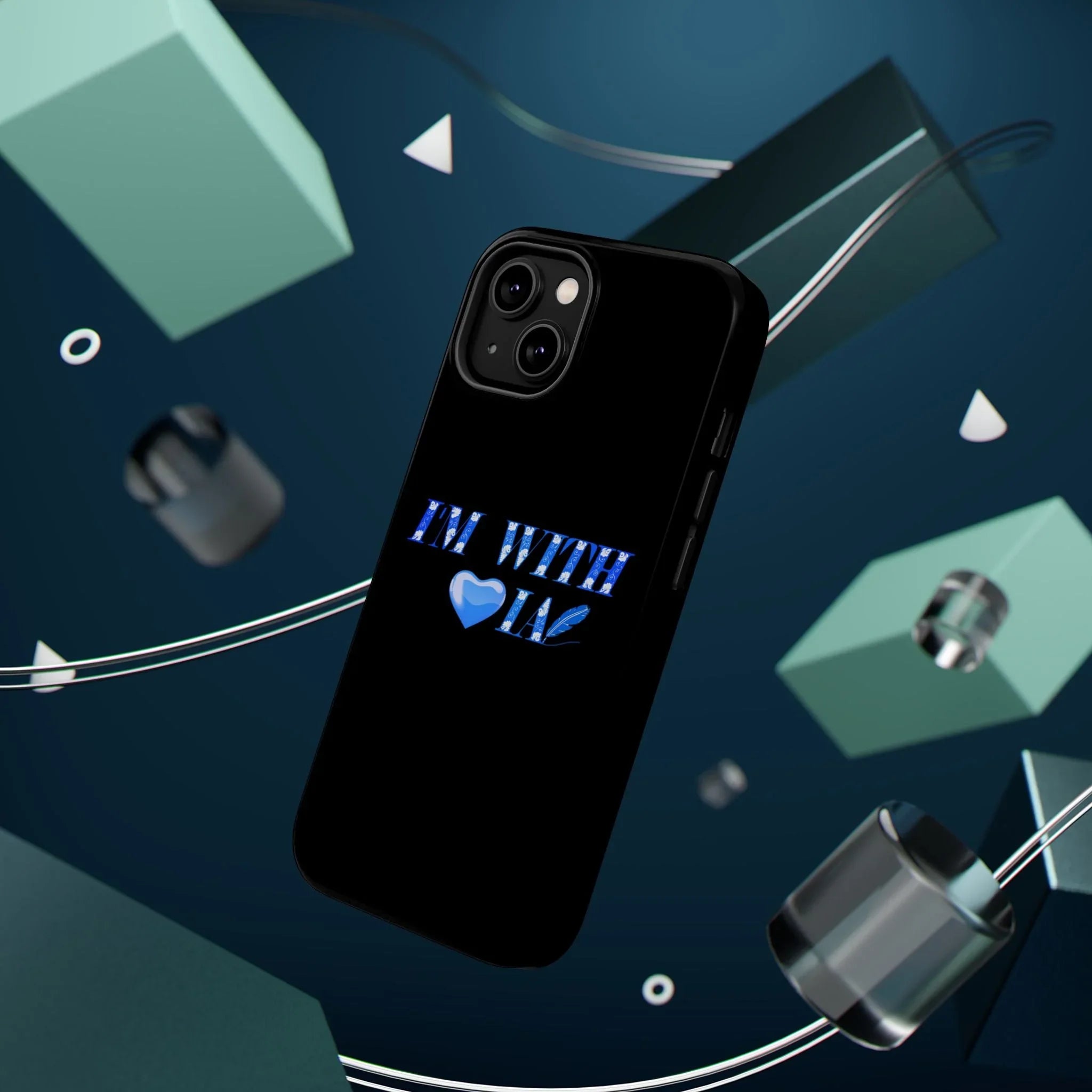 AI Phone Case — "I'm With IA" Blue Heart Magnetic Impact-Resistant Case