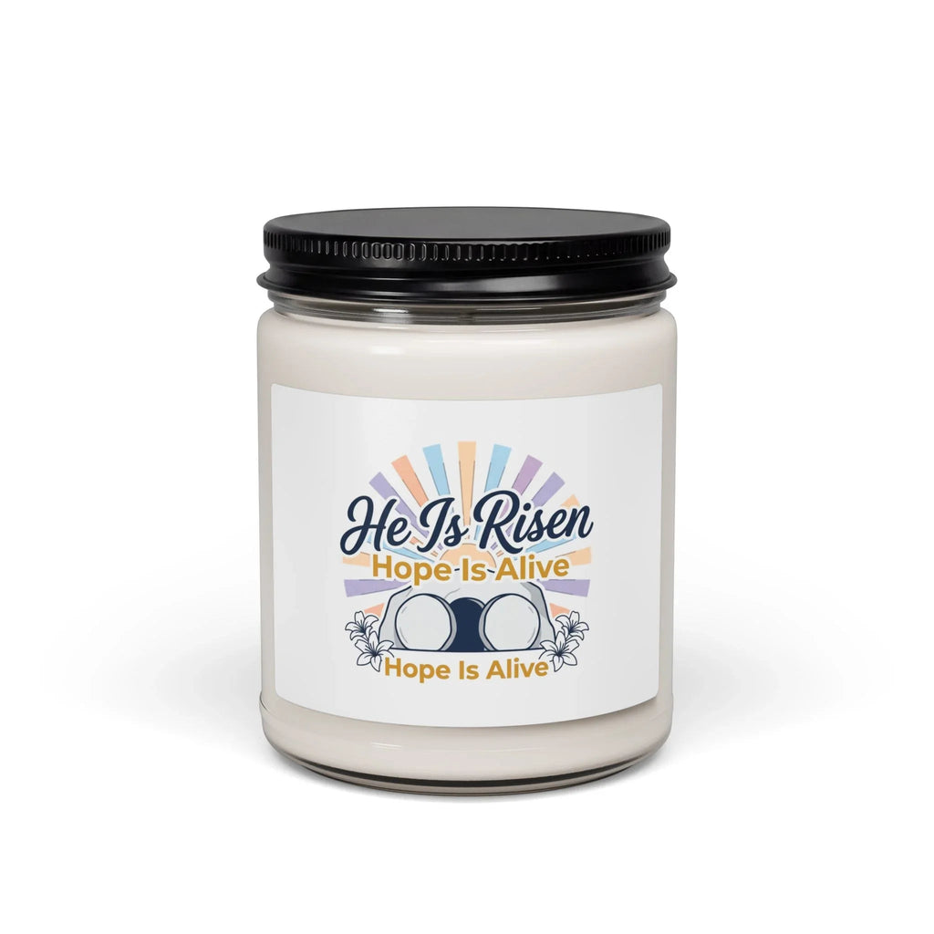 He Is Risen Soy Candle | Christian Easter, Resurrection, Hope-Is-Alive Printify