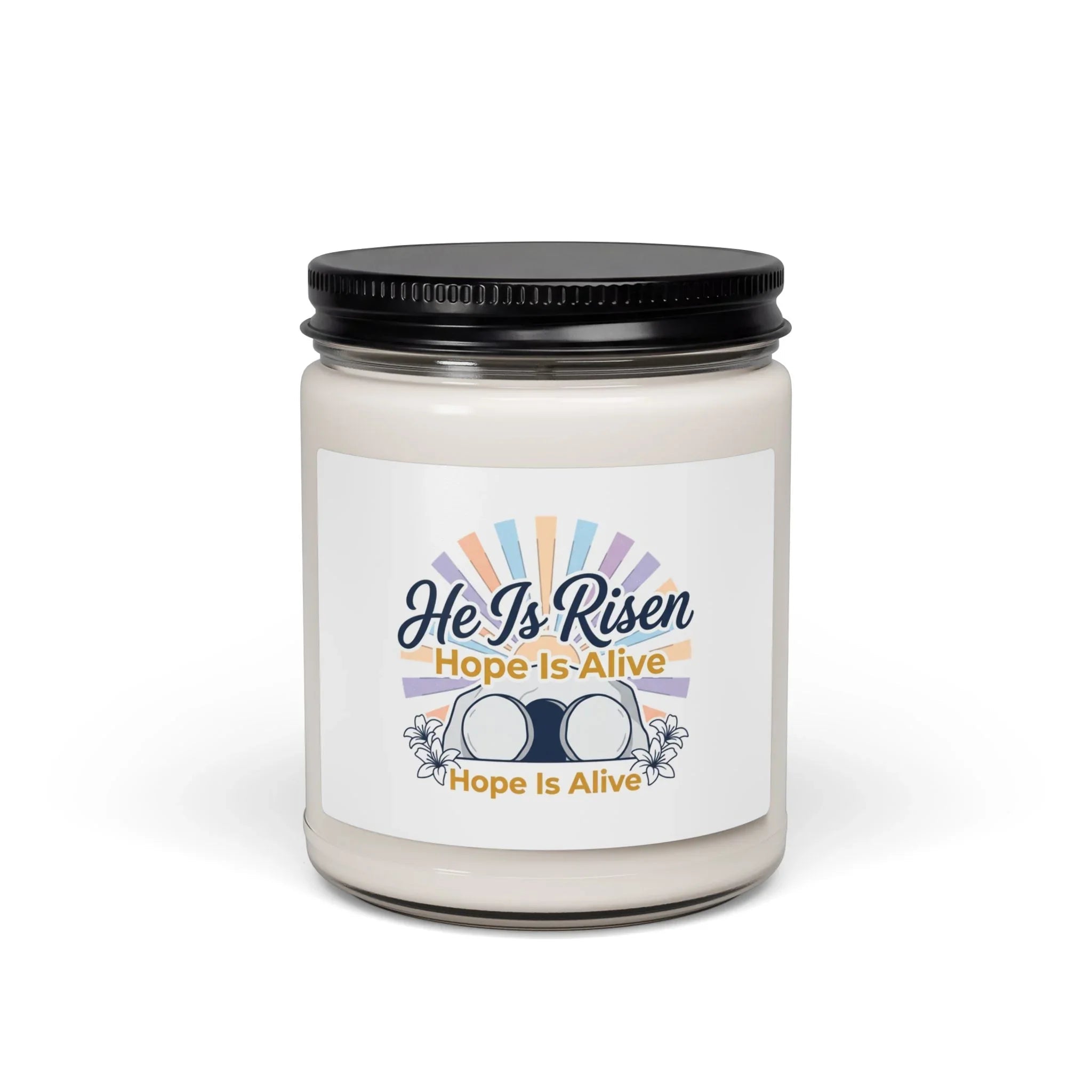 He Is Risen Soy Candle | Christian Easter, Resurrection, Hope-Is-Alive Printify