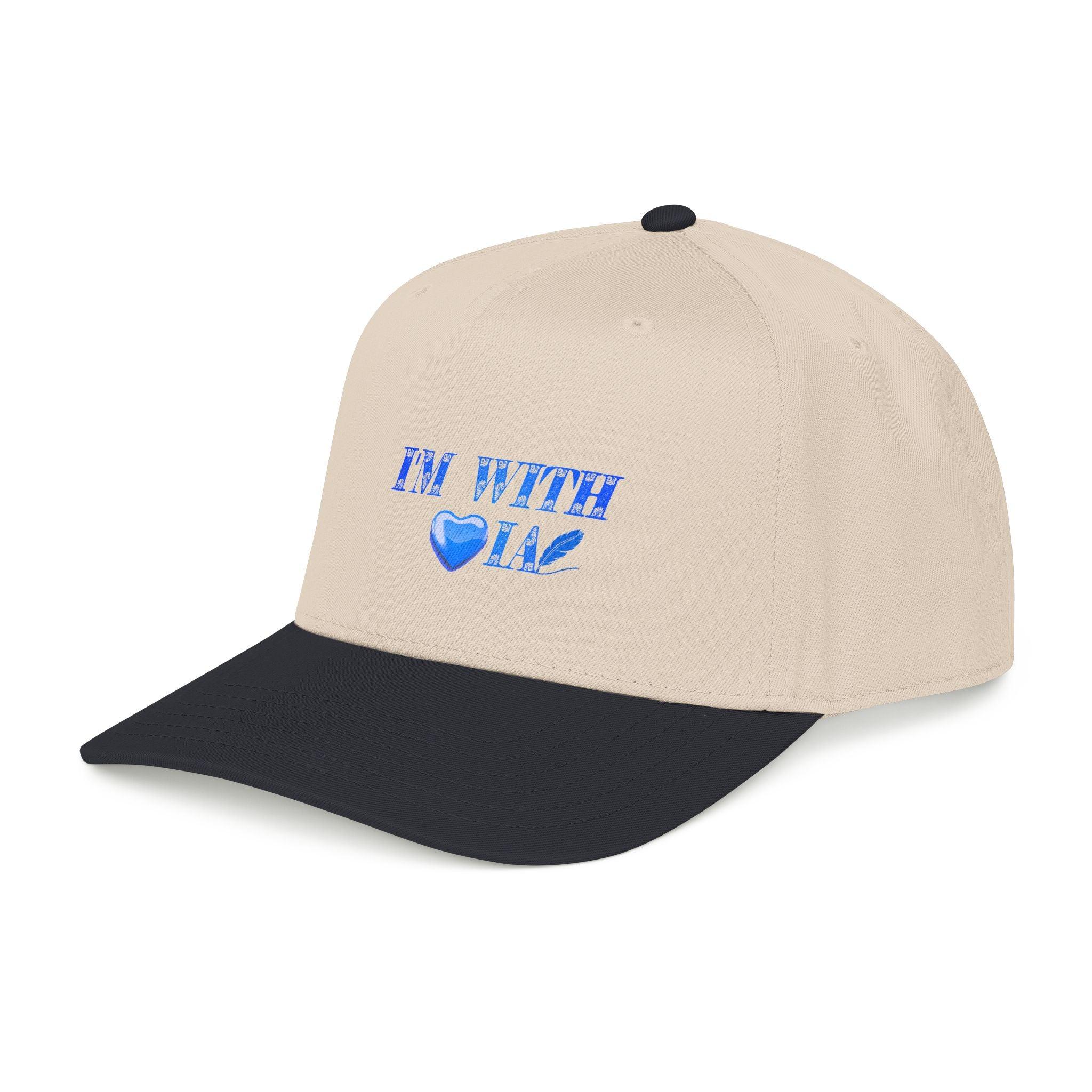 “I’m With IA” Mid Profile Baseball Cap - Blue Heart Design Printify