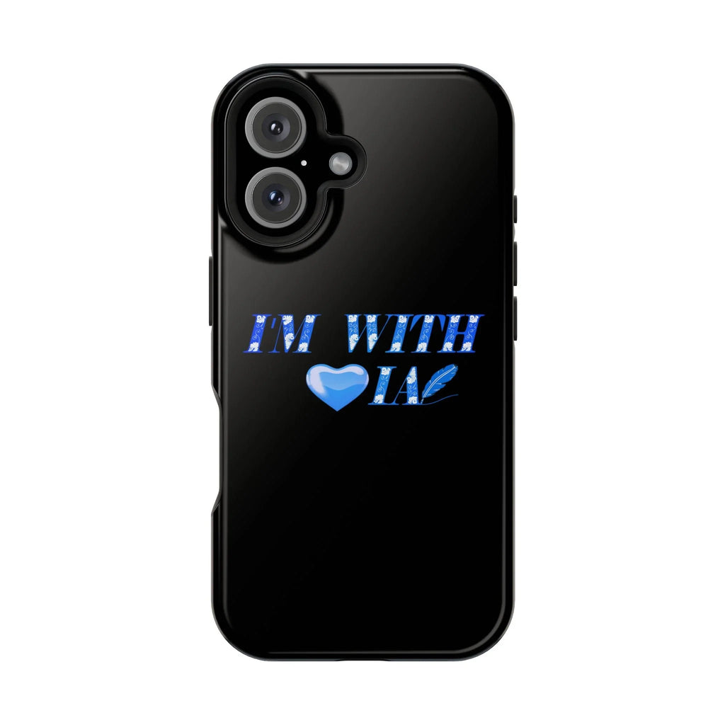 AI Phone Case — "I'm With IA" Blue Heart Magnetic Impact-Resistant Case Printify