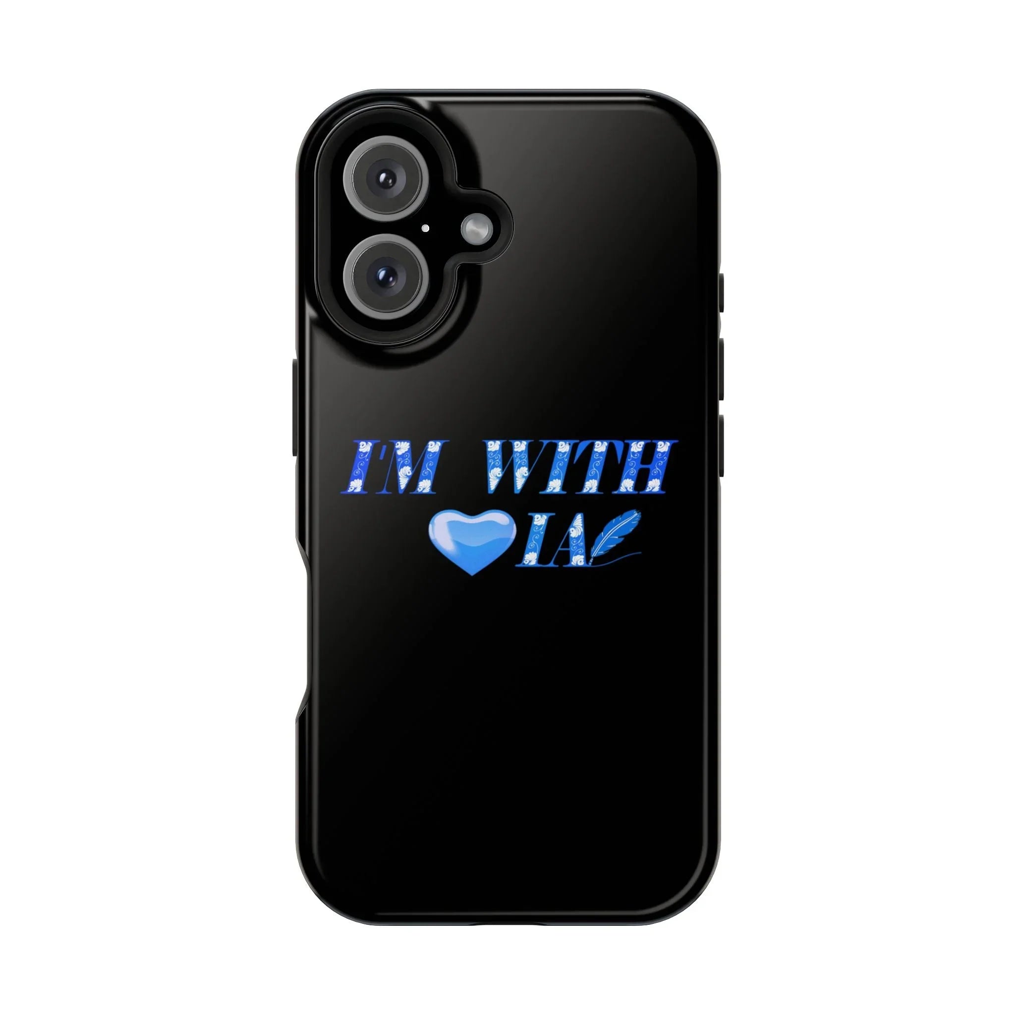 AI Phone Case — "I'm With IA" Blue Heart Magnetic Impact-Resistant Case Printify
