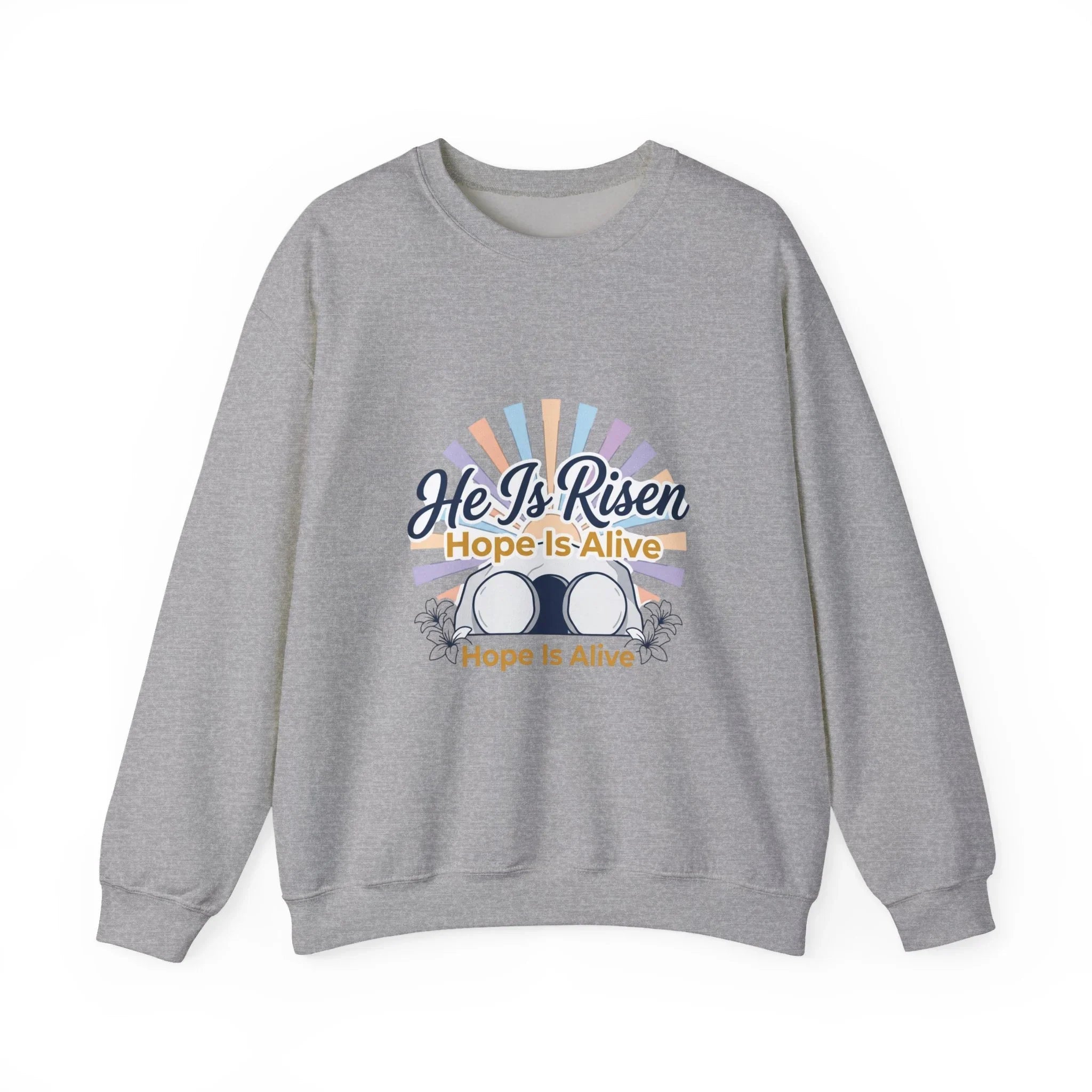 He Is Risen Christian Easter Sweatshirt Printify