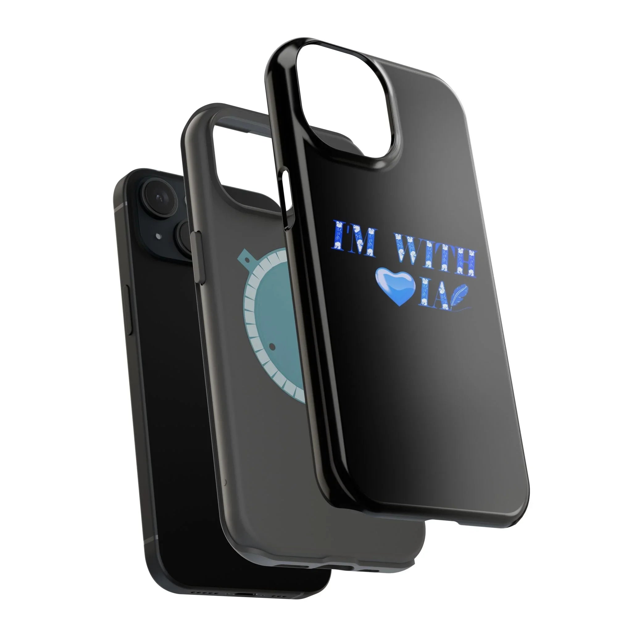 AI Phone Case — "I'm With IA" Blue Heart Magnetic Impact-Resistant Case Printify