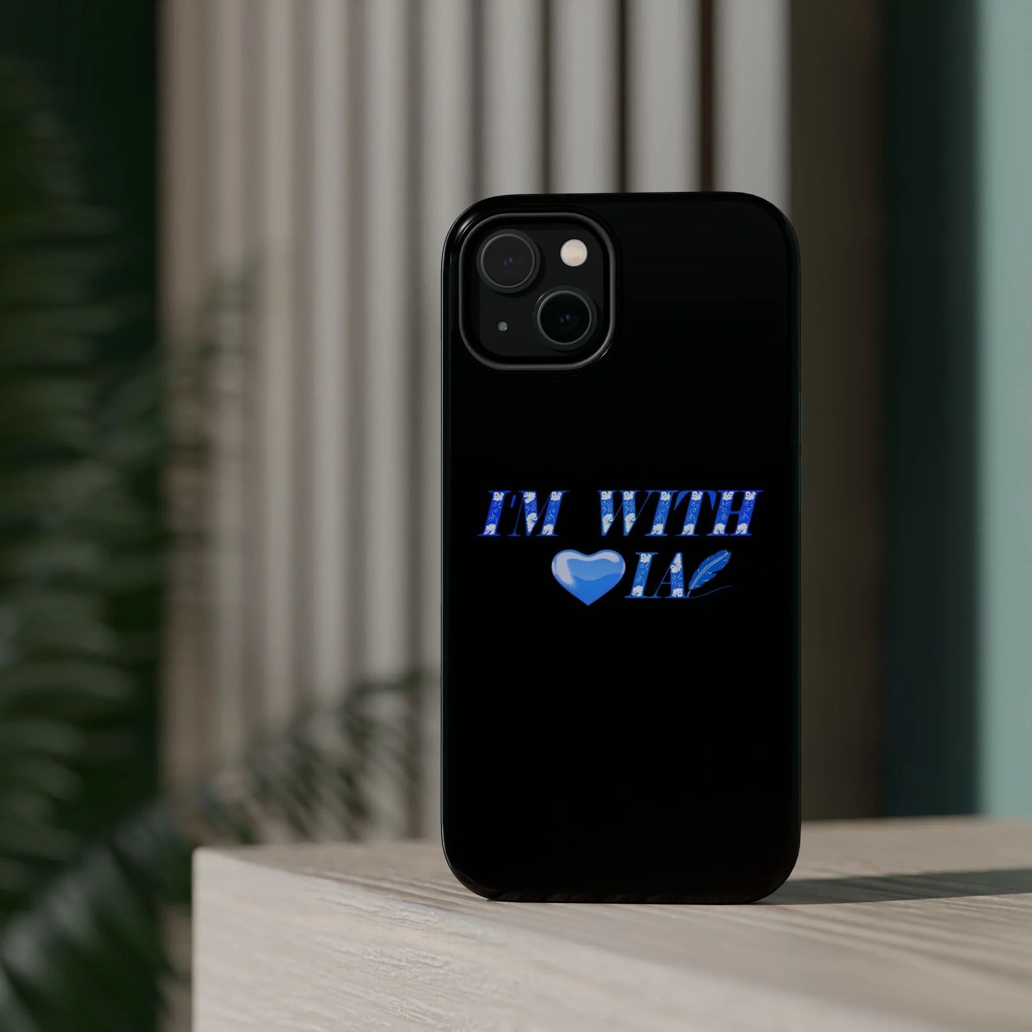AI Phone Case — "I'm With IA" Blue Heart Magnetic Impact-Resistant Case