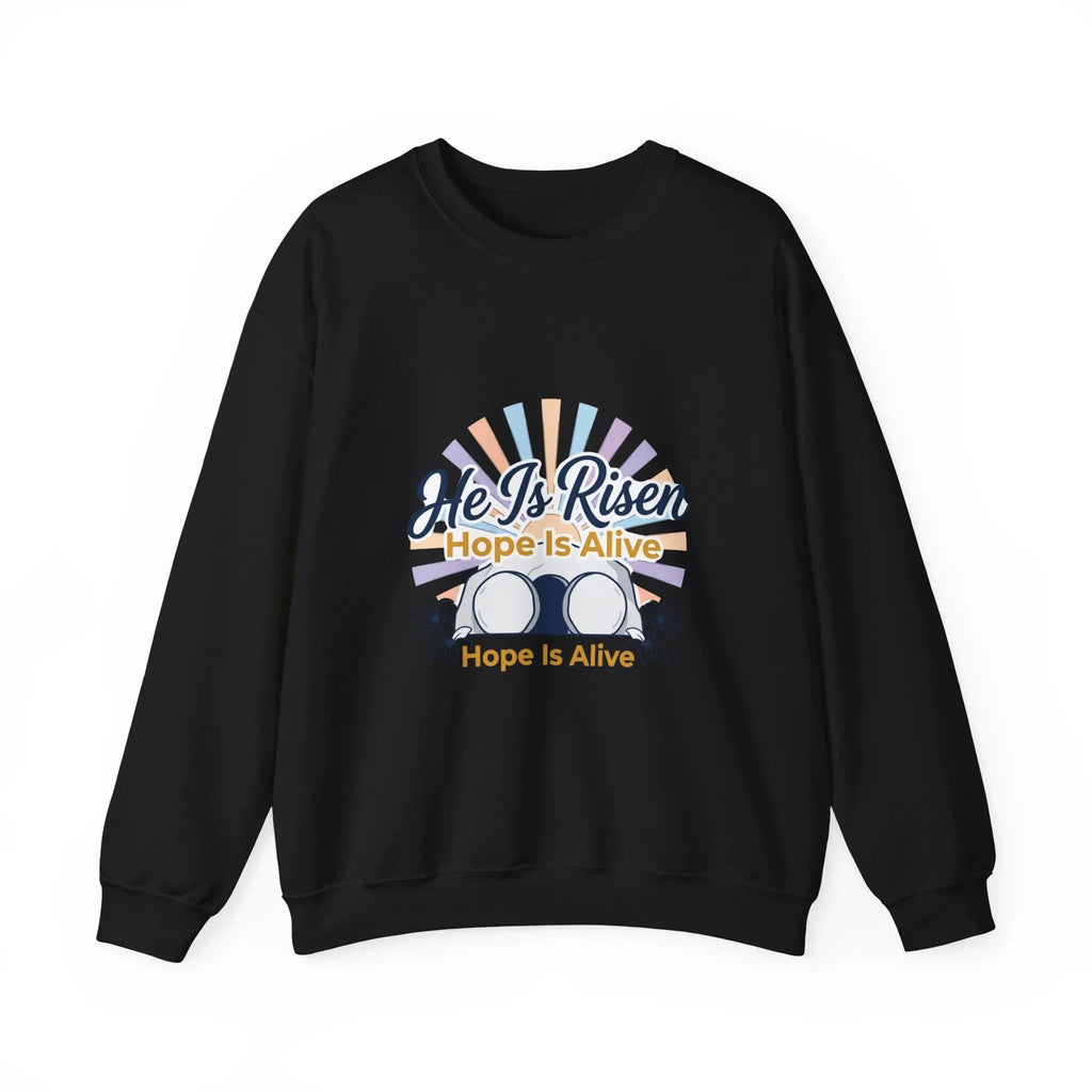 He Is Risen Christian Easter Sweatshirt Printify