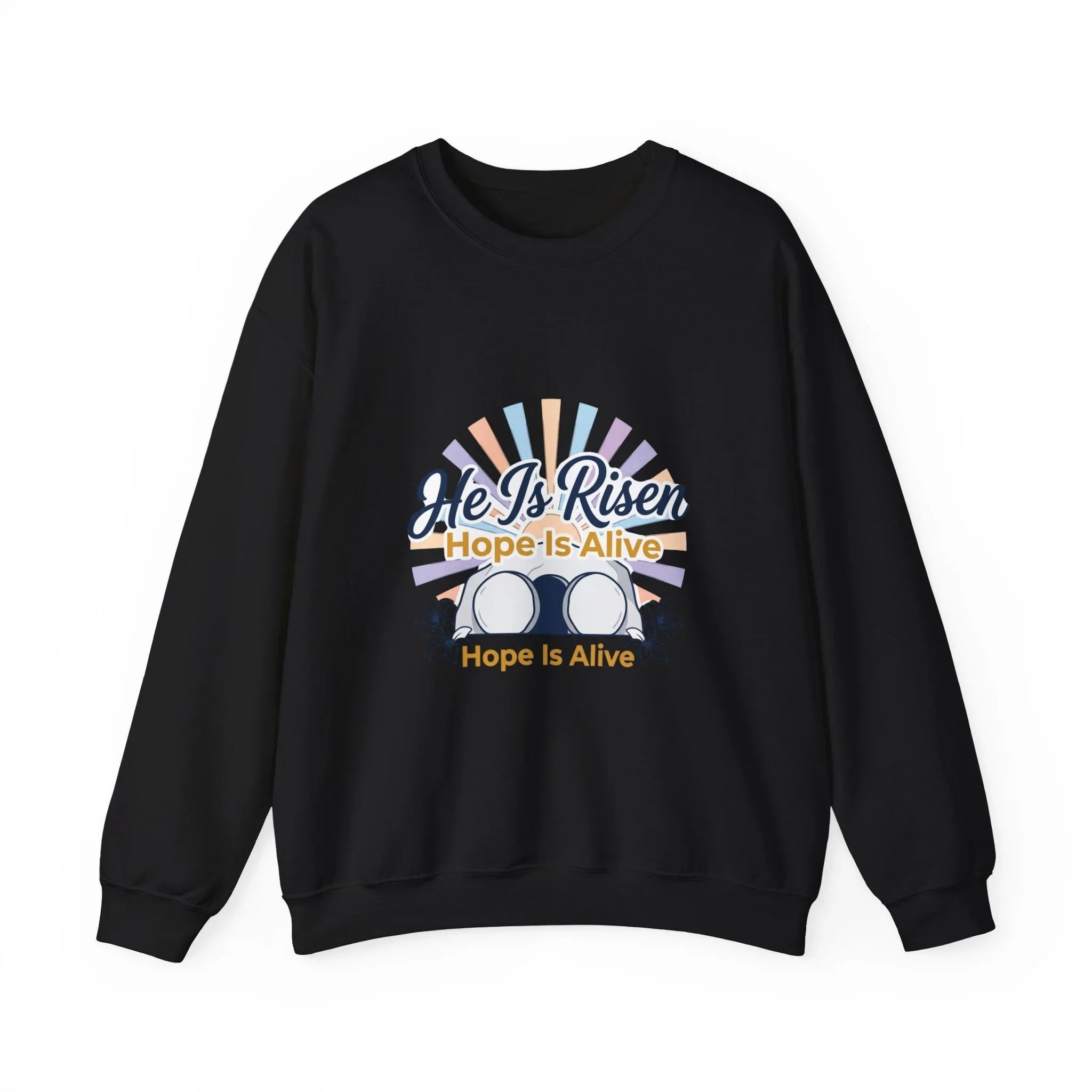 He Is Risen Christian Easter Sweatshirt Printify