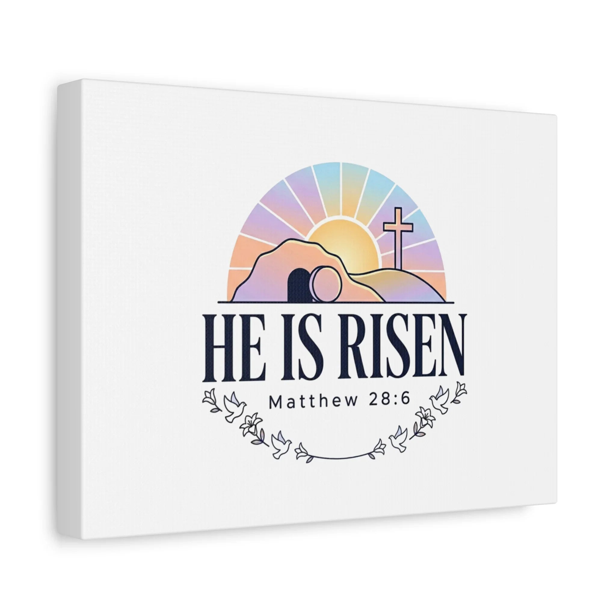 He Is Risen Canvas | Christian Easter Wall Art, Matthew 28:6, Resurrection Decor Printify