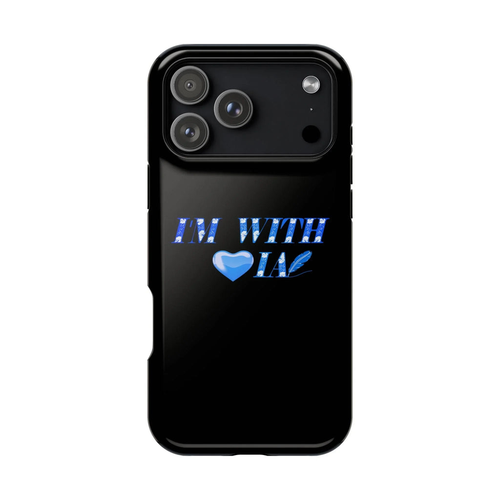 AI Phone Case — "I'm With IA" Blue Heart Magnetic Impact-Resistant Case