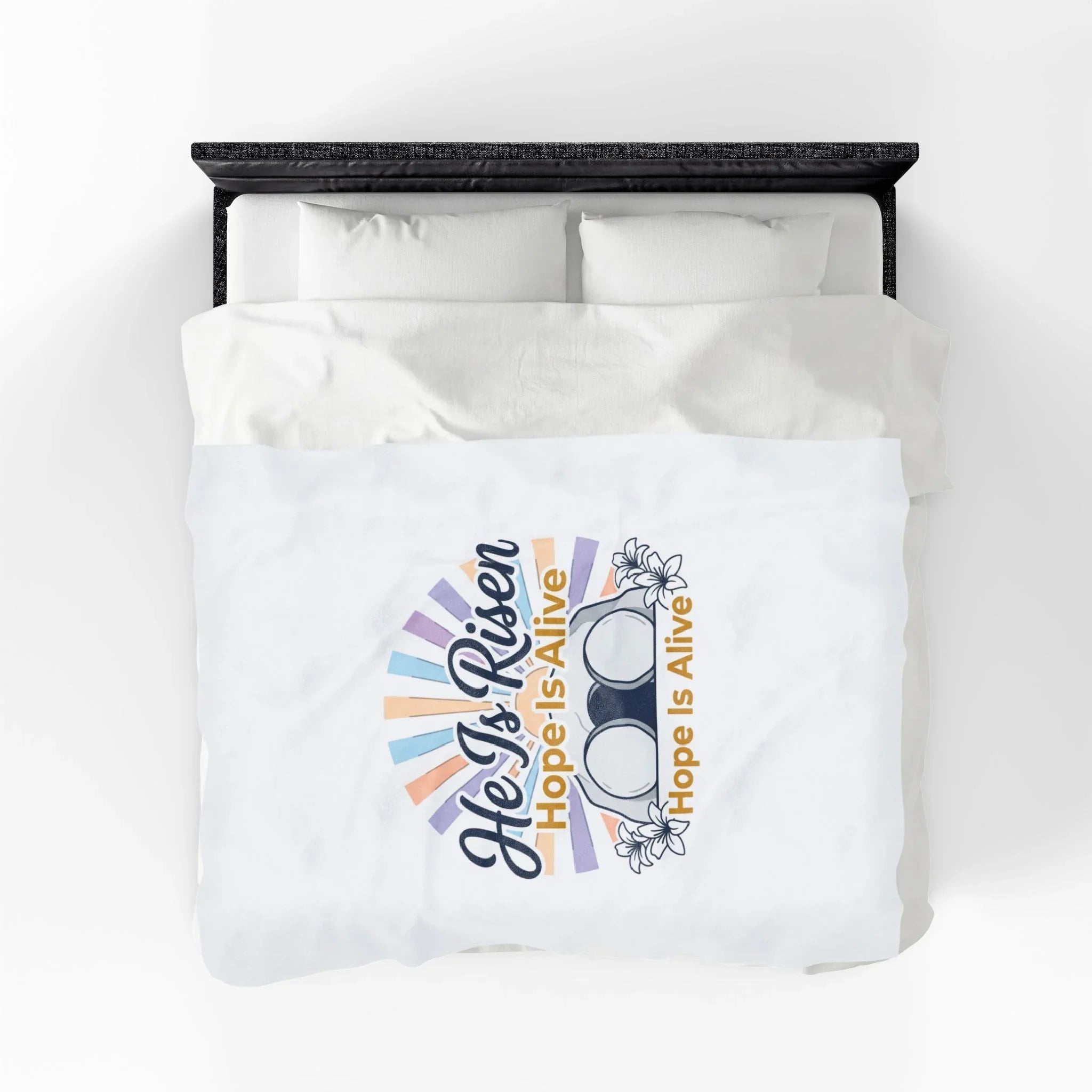 He Is Risen Velveteen Blanket | Hope Is Alive, Christian Easter Decor Printify