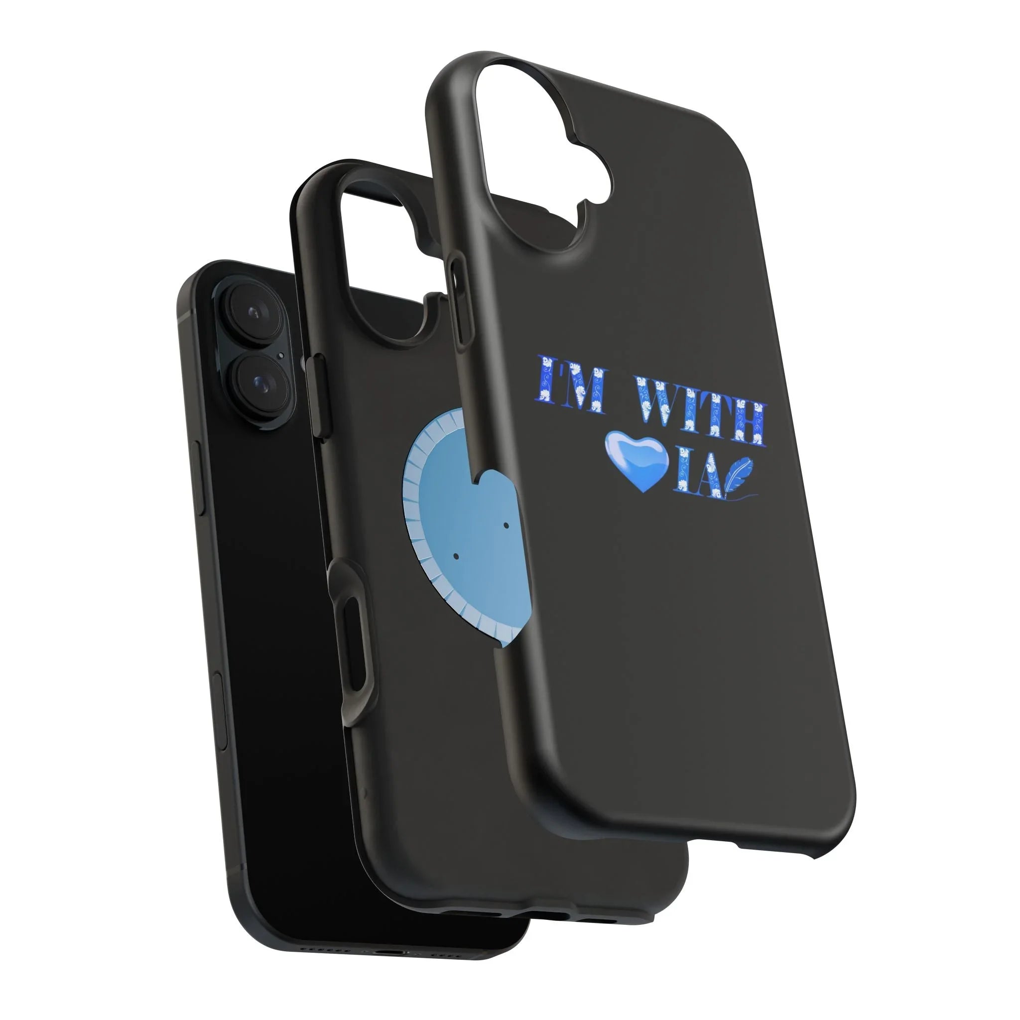 AI Phone Case — "I'm With IA" Blue Heart Magnetic Impact-Resistant Case