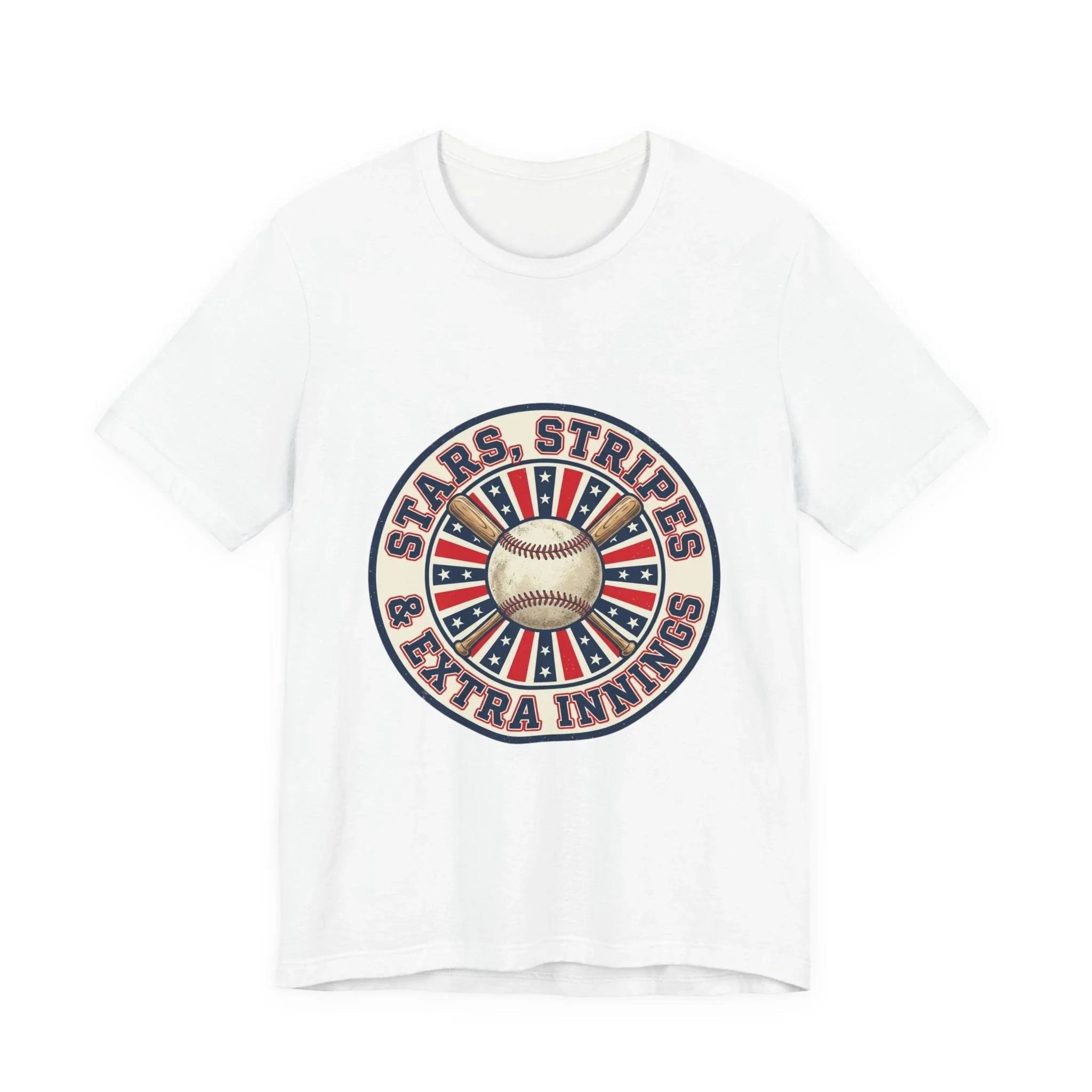 Stars Stripes & Extra Innings Baseball Tee | Patriotic baseball shirt, vintage ballpark aesthetic Printify