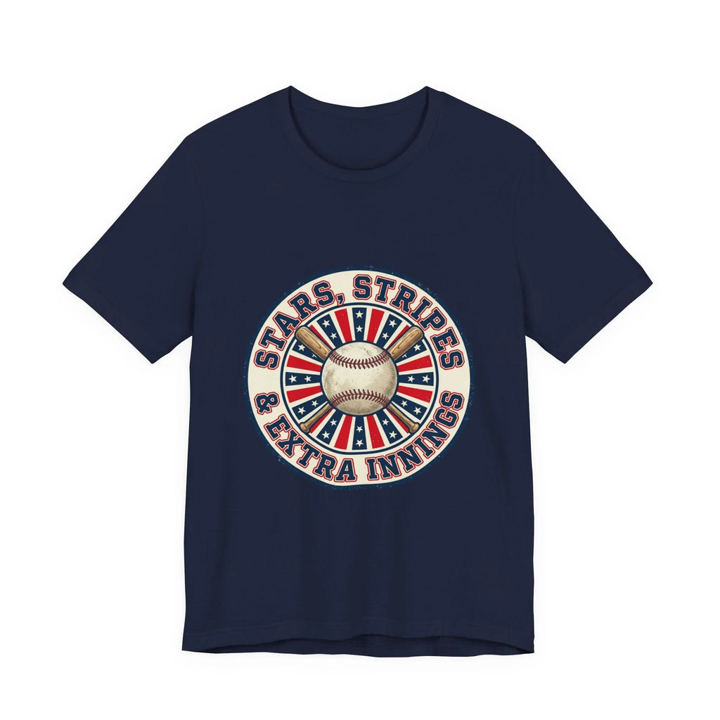 Stars Stripes & Extra Innings Baseball Tee | Patriotic baseball shirt, vintage ballpark aesthetic Printify