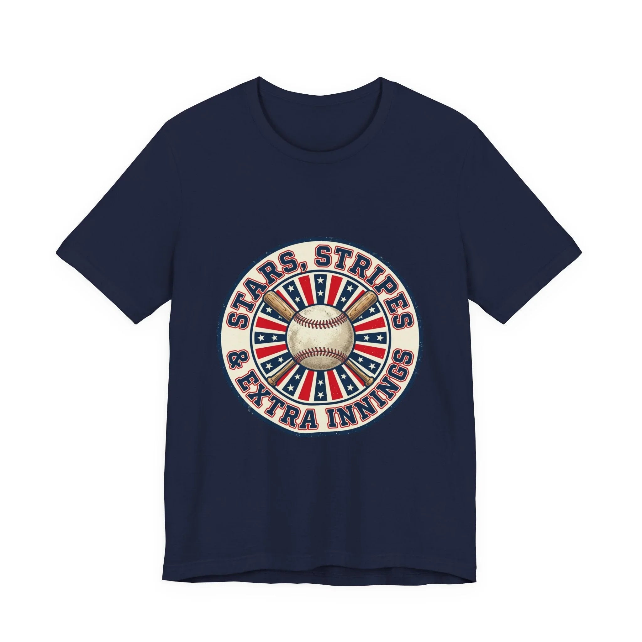 Stars Stripes & Extra Innings Baseball Tee | Patriotic baseball shirt, vintage ballpark aesthetic Printify