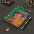 Happy Spring floral birds Hardcover Journal | spring flowers, butterflies, green cover Printify