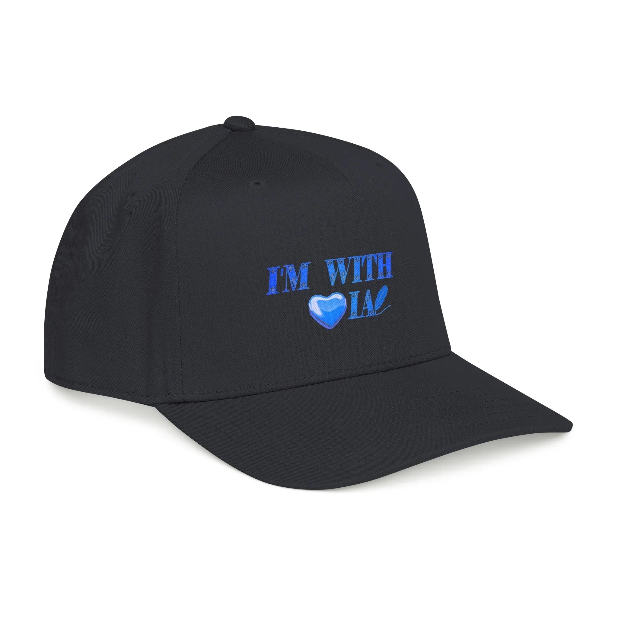 “I’m With IA” Mid Profile Baseball Cap - Blue Heart Design Printify