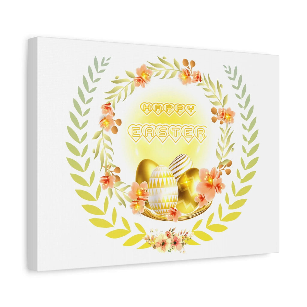 Happy Easter wreath Easter Canvas | Matte stretched wall art Printify