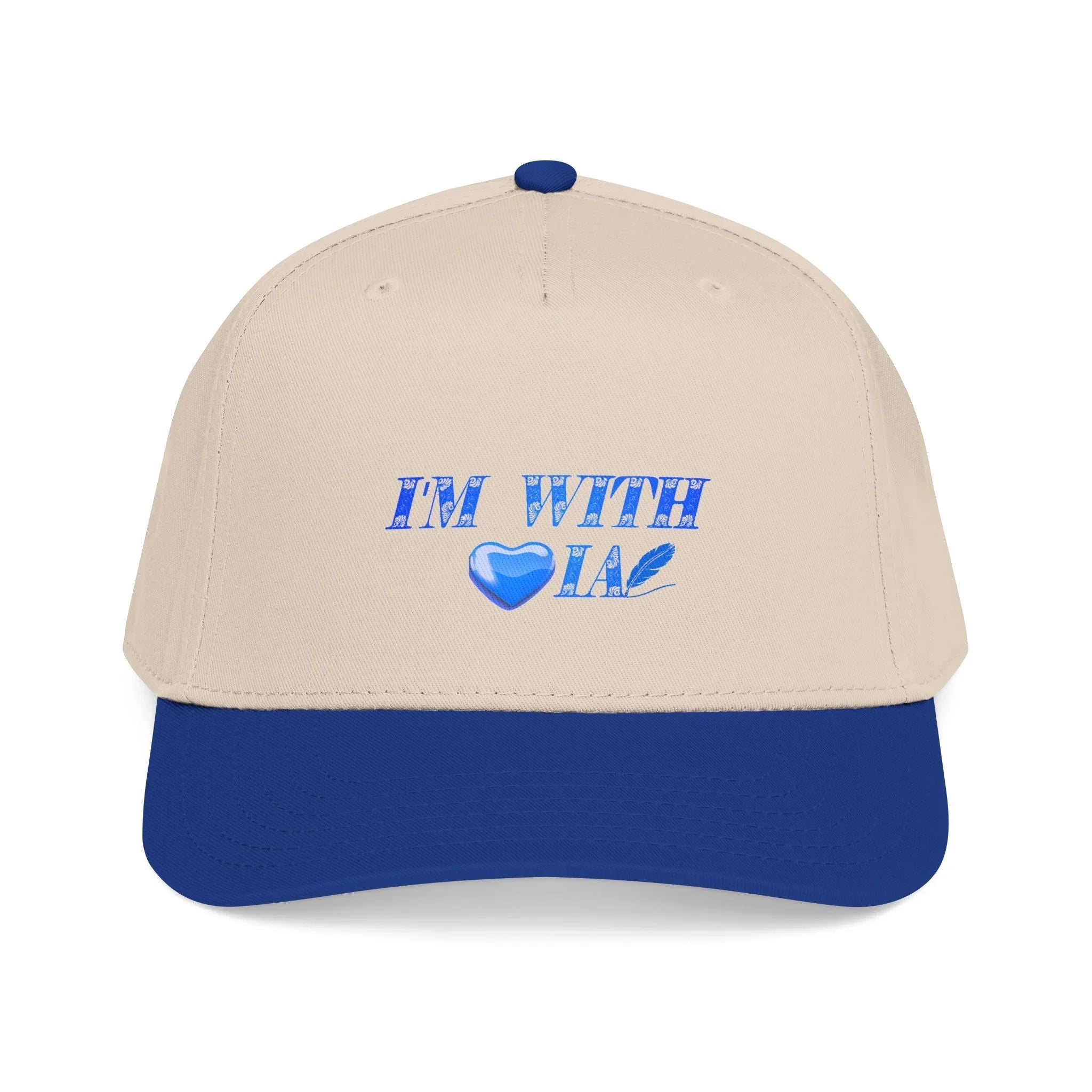 “I’m With IA” Mid Profile Baseball Cap - Blue Heart Design Printify