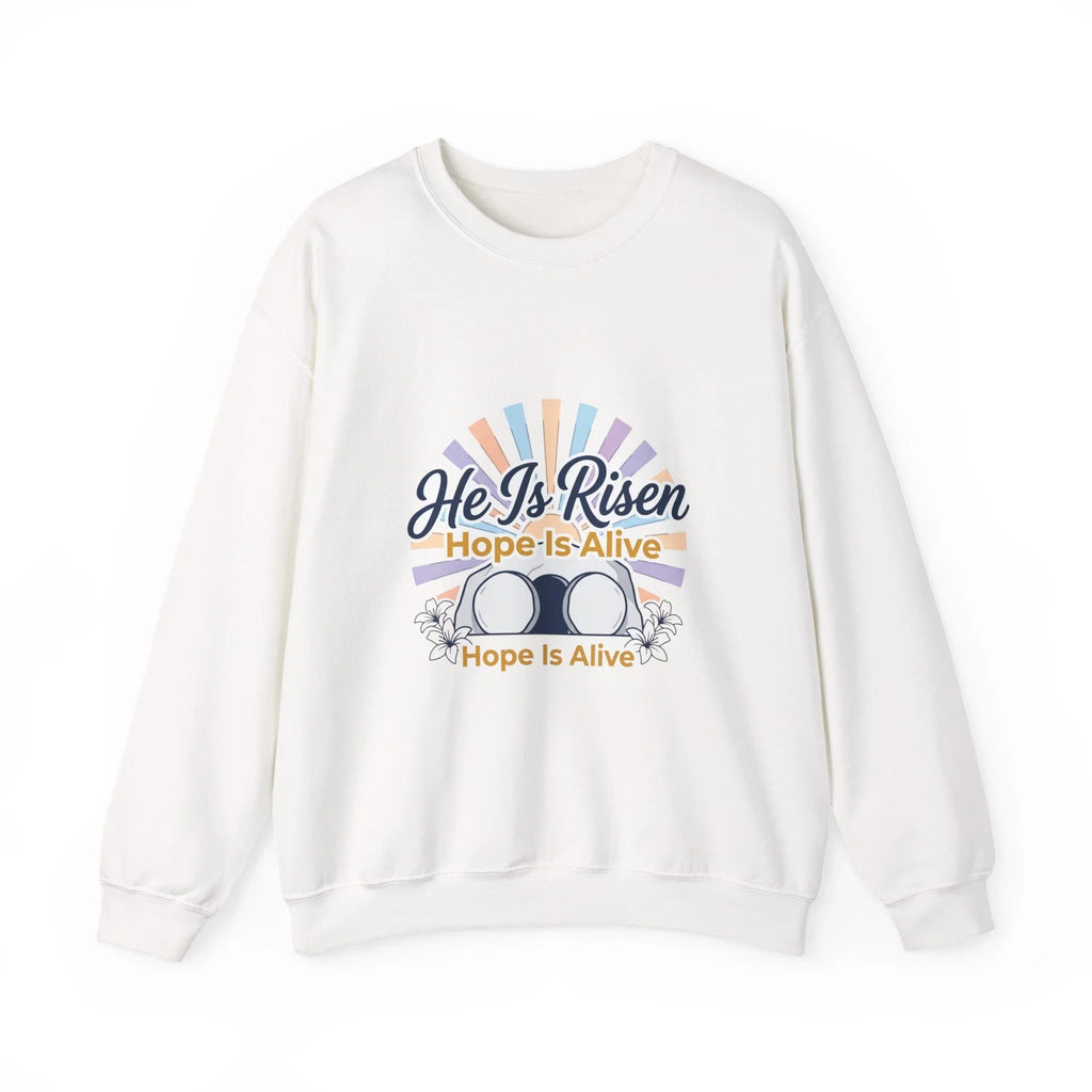 He Is Risen Christian Easter Sweatshirt Printify