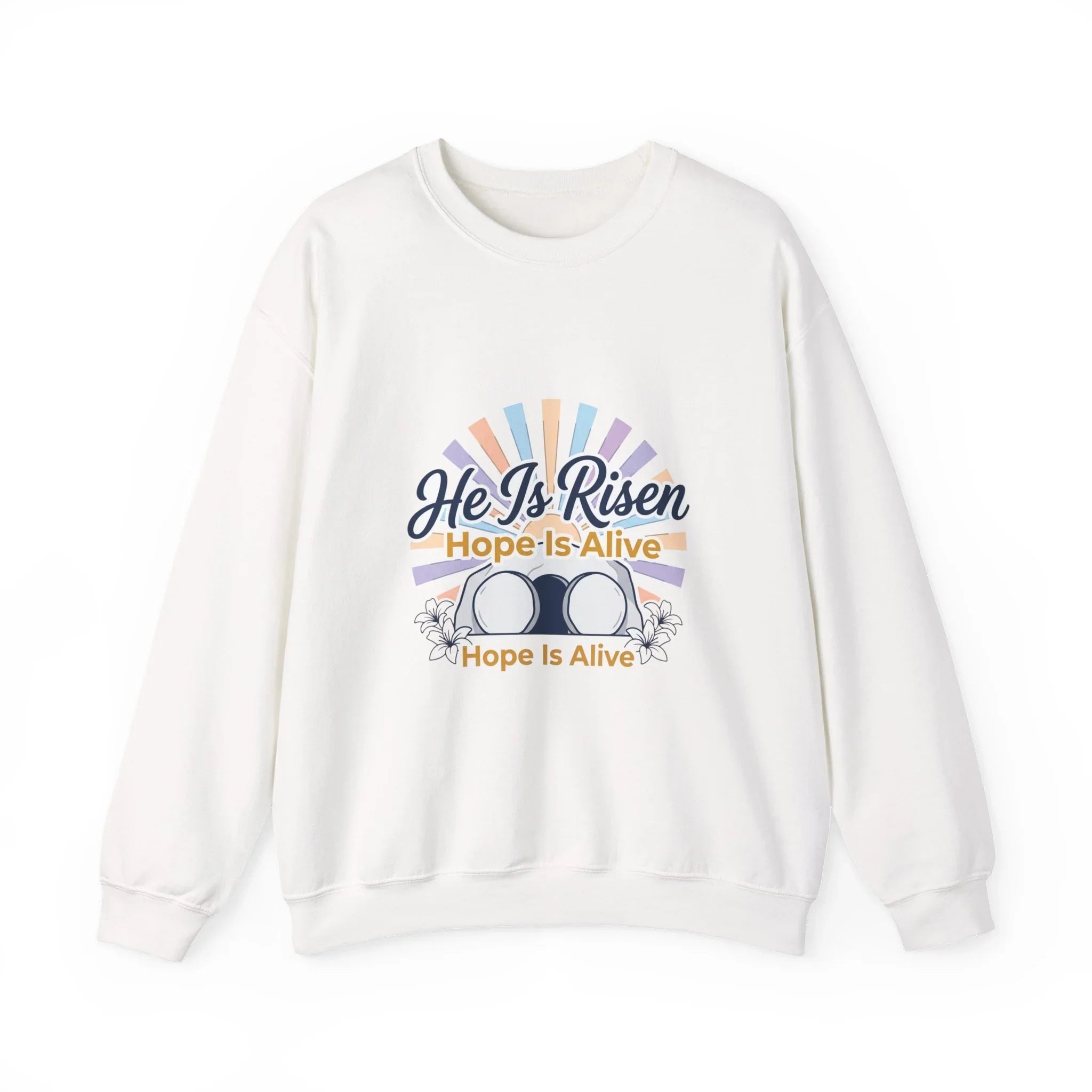 He Is Risen Christian Easter Sweatshirt Printify
