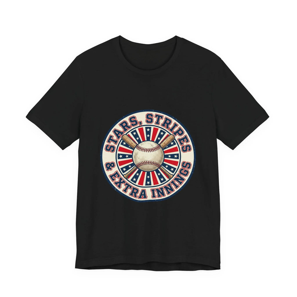 Stars Stripes & Extra Innings Baseball Tee | Patriotic baseball shirt, vintage ballpark aesthetic Printify