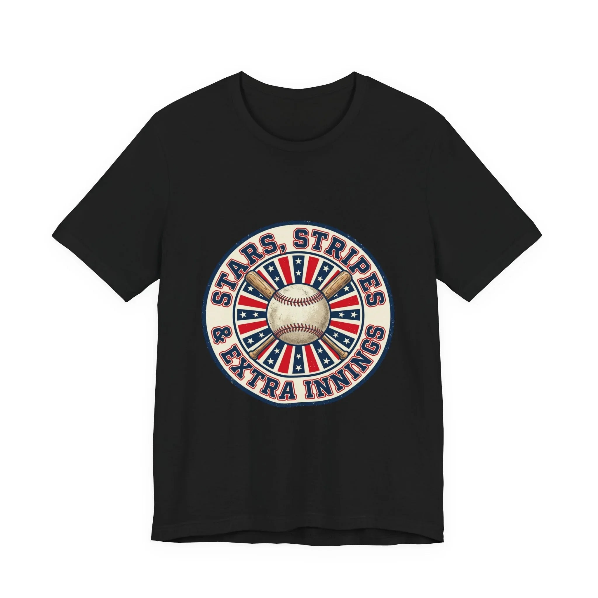 Stars Stripes & Extra Innings Baseball Tee | Patriotic baseball shirt, vintage ballpark aesthetic Printify
