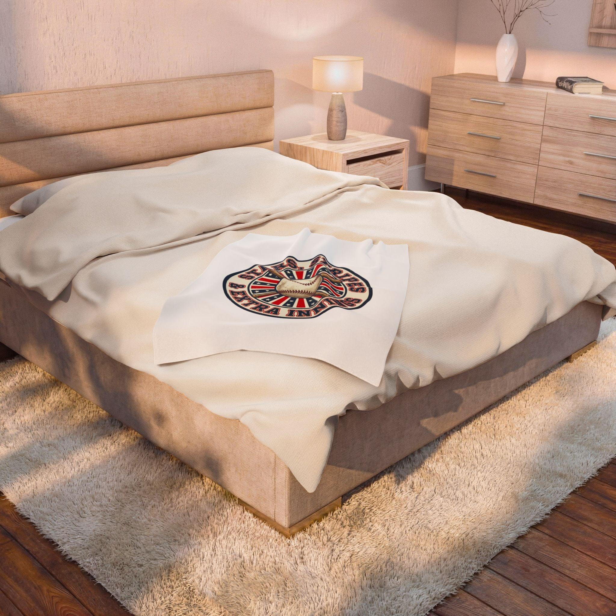 Stars & Stripes Baseball Blanket | Patriotic Vintage Ballpark Aesthetic Printify