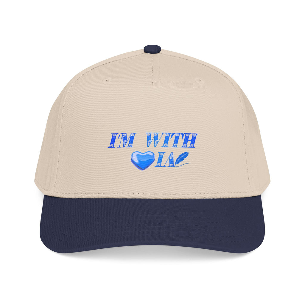 “I’m With IA” Mid Profile Baseball Cap - Blue Heart Design Printify