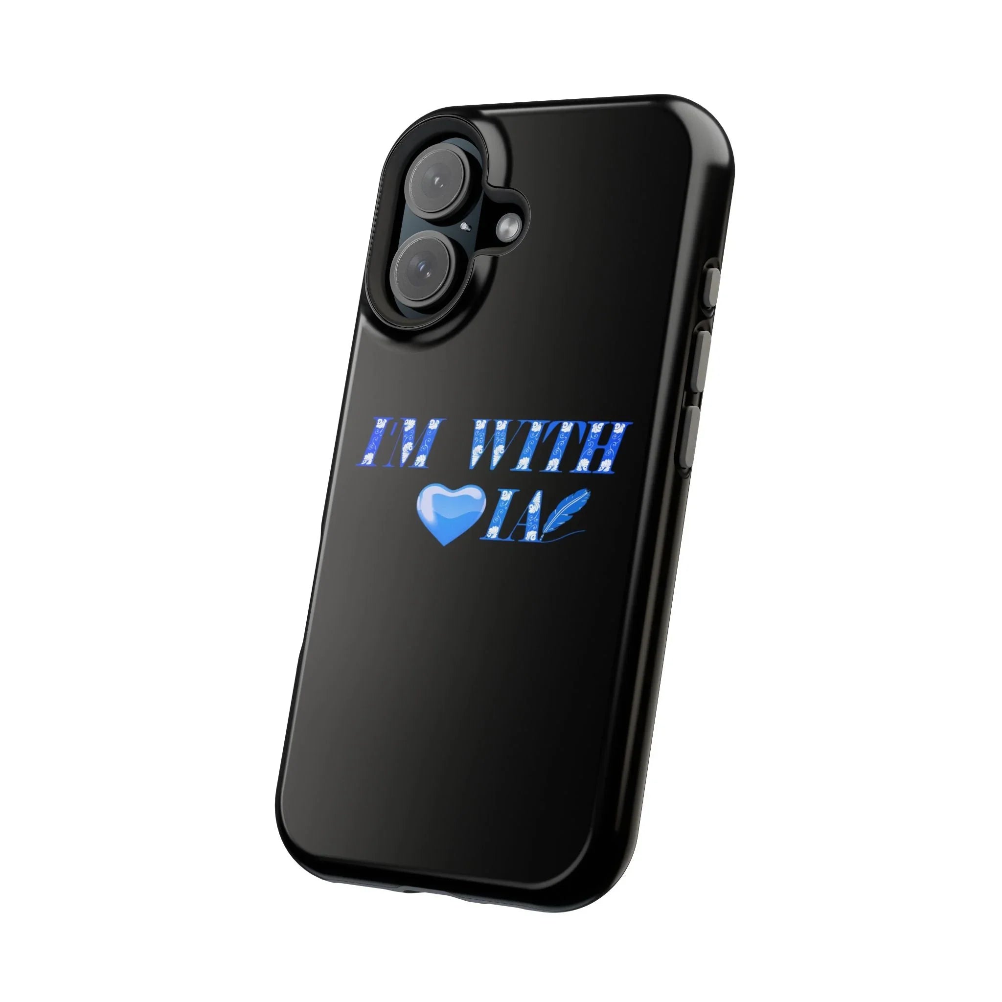 AI Phone Case — "I'm With IA" Blue Heart Magnetic Impact-Resistant Case
