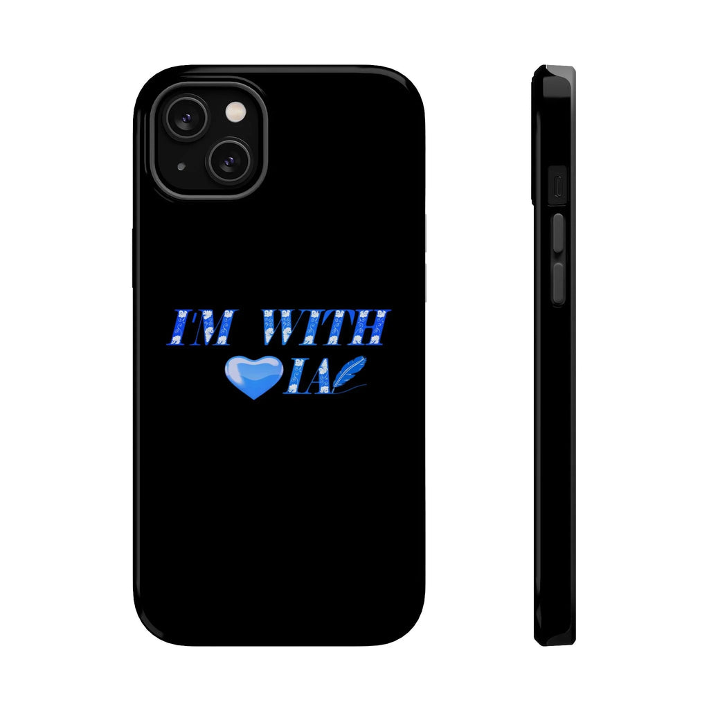 AI Phone Case — "I'm With IA" Blue Heart Magnetic Impact-Resistant Case Printify