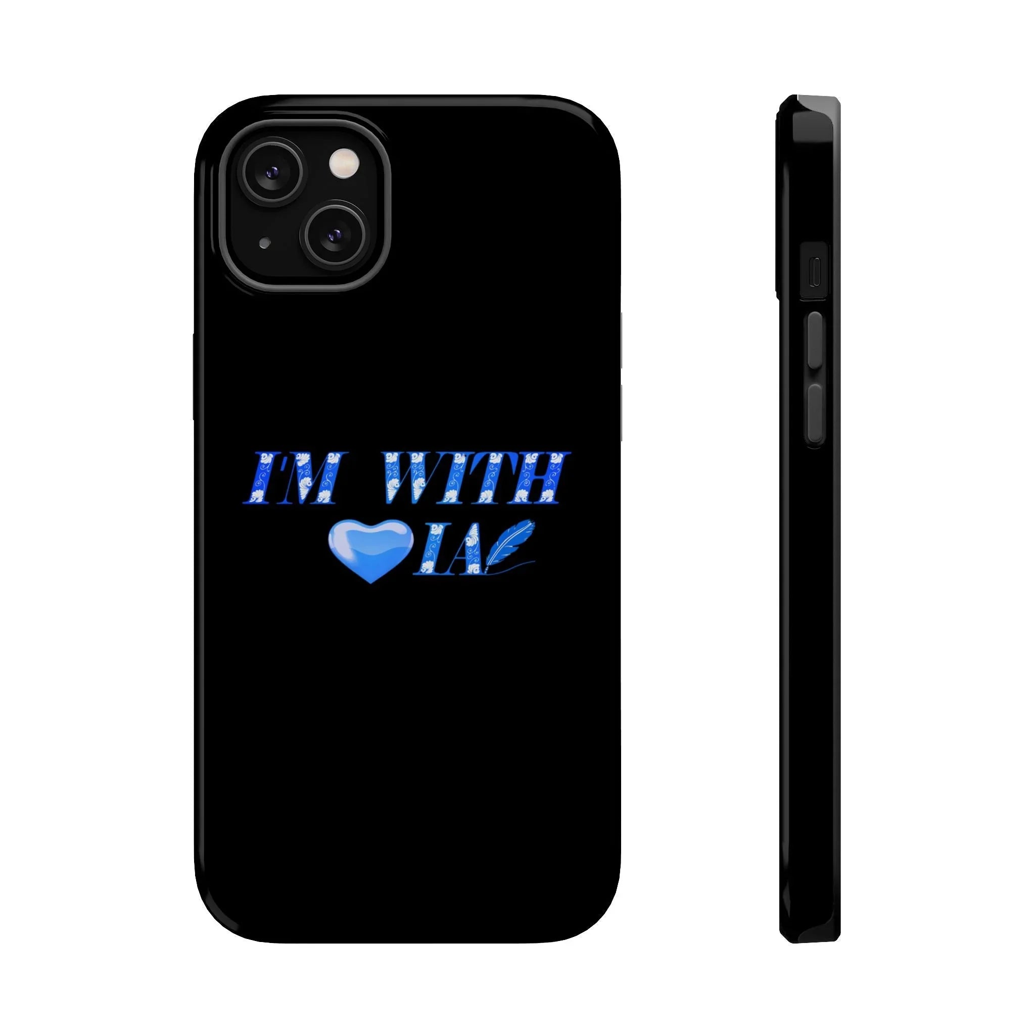AI Phone Case — "I'm With IA" Blue Heart Magnetic Impact-Resistant Case Printify