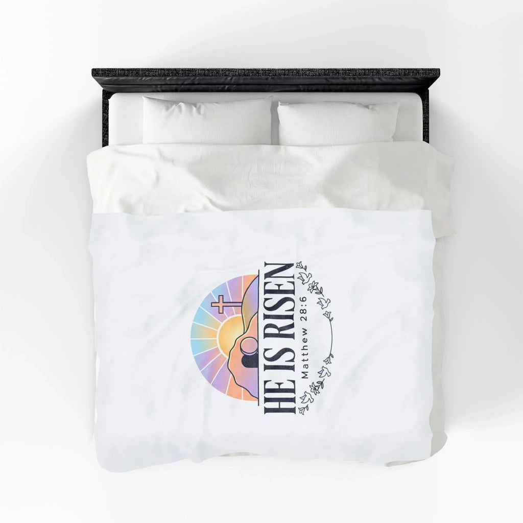 He Is Risen Blanket | Velveteen Plush, Easter Christian Resurrection Scripture Printify