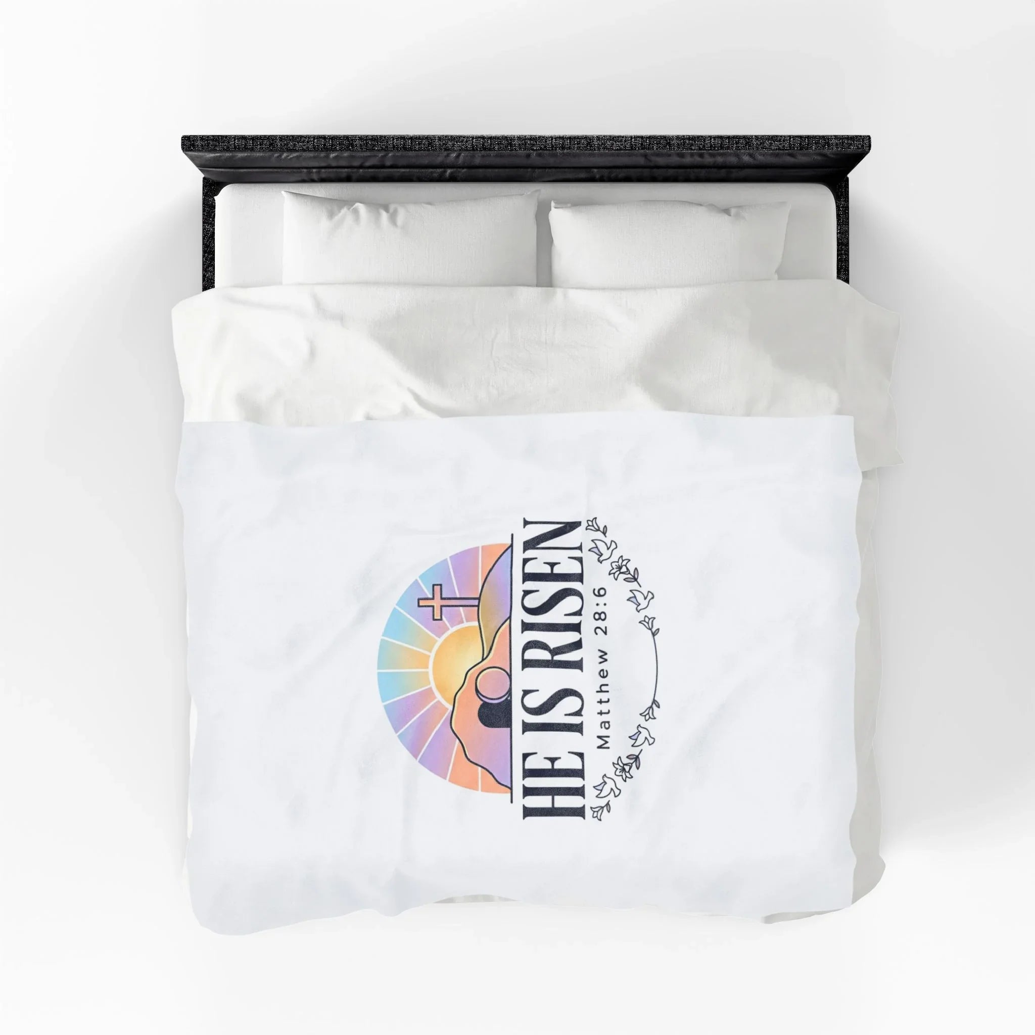 He Is Risen Blanket | Velveteen Plush, Easter Christian Resurrection Scripture Printify