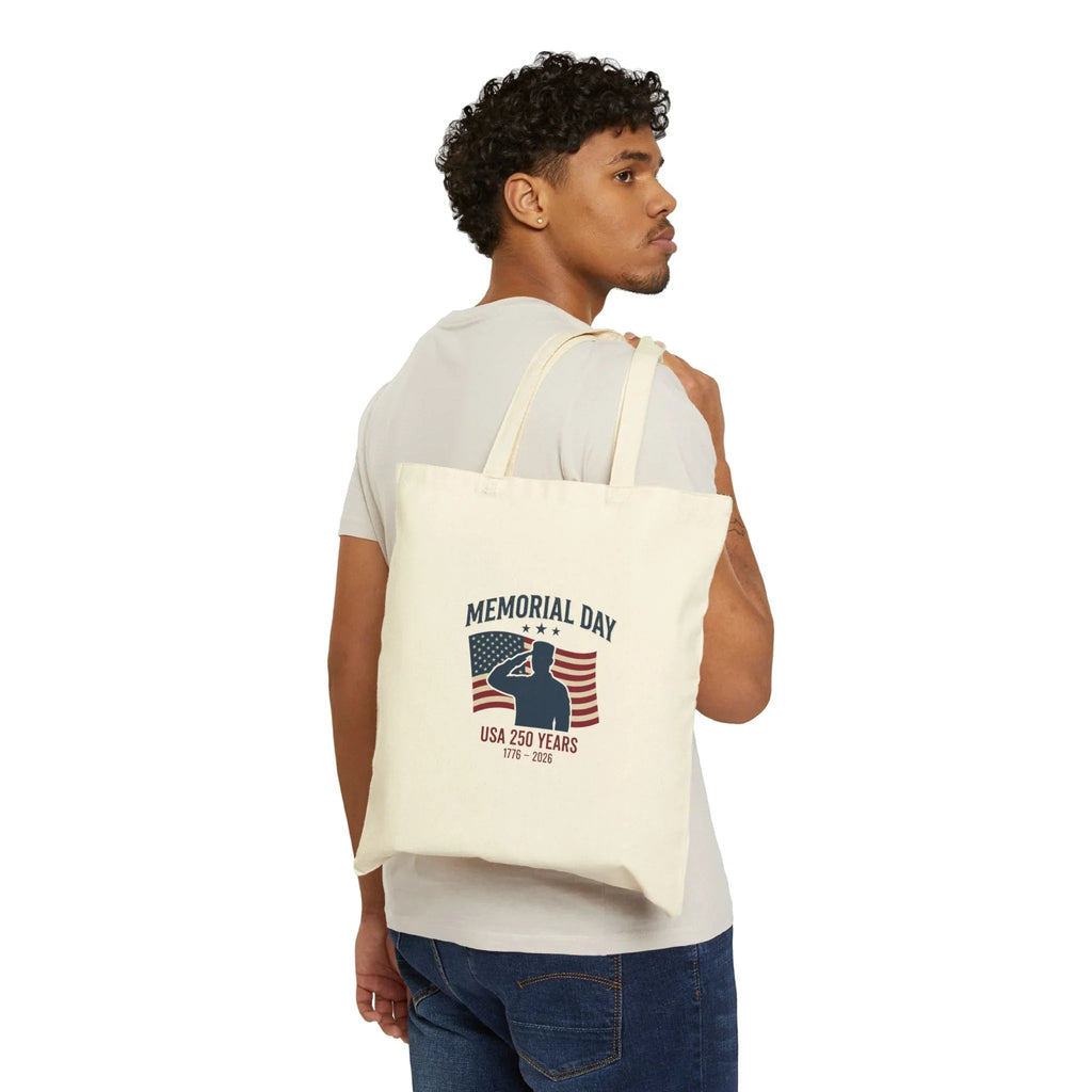 Memorial Day USA 250 Tote, Vintage Distressed Americana, Red White Blue Canvas Printify