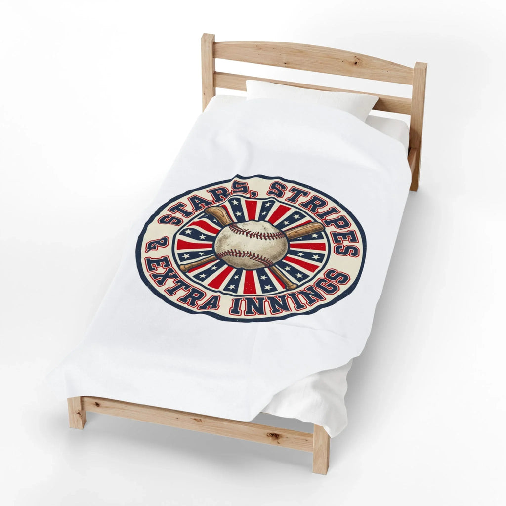 Stars & Stripes Baseball Blanket | Patriotic Vintage Ballpark Aesthetic Printify