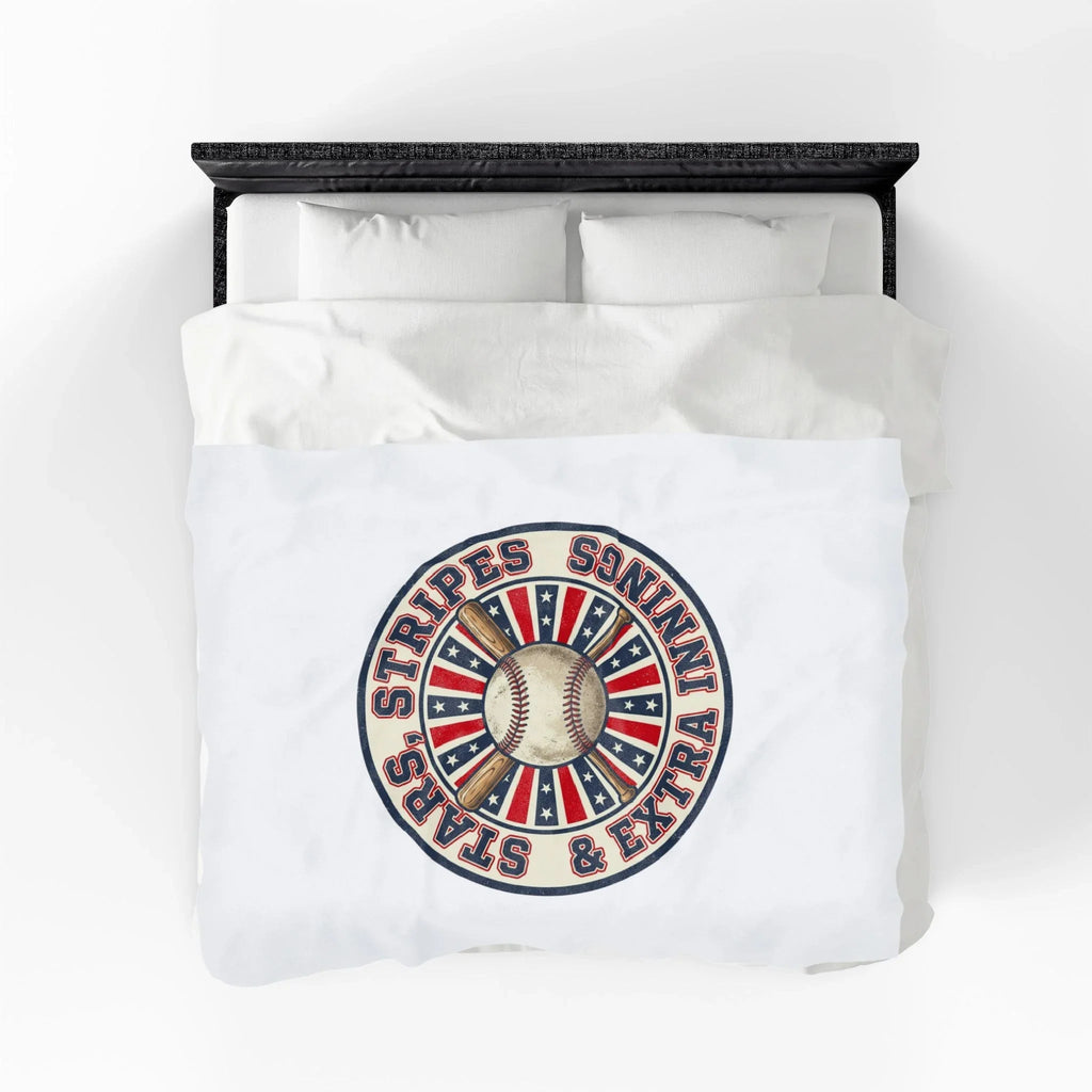Stars & Stripes Baseball Blanket | Patriotic Vintage Ballpark Aesthetic Printify