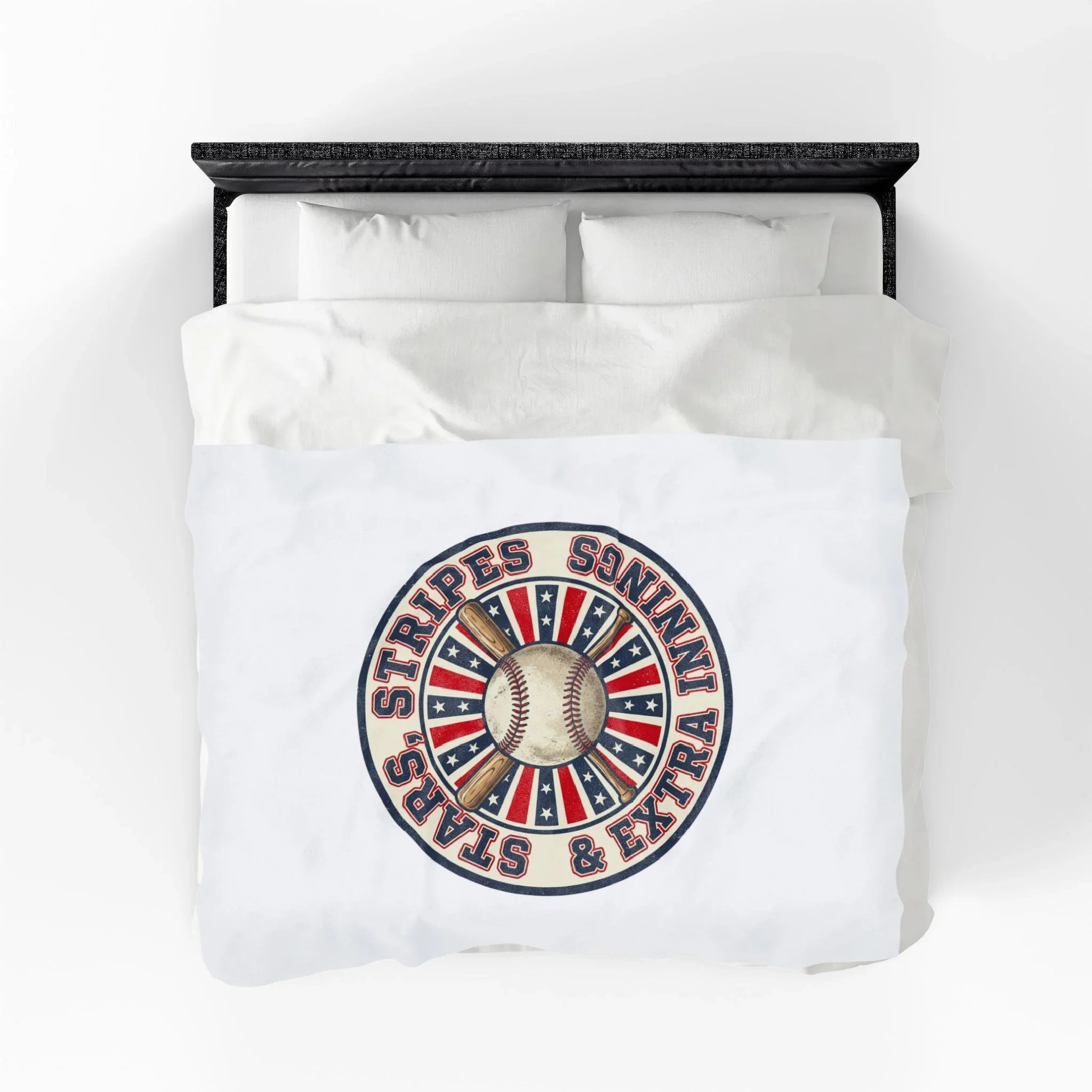 Stars & Stripes Baseball Blanket | Patriotic Vintage Ballpark Aesthetic Printify