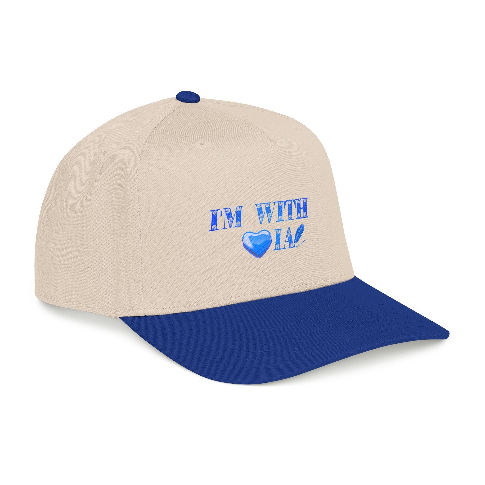 “I’m With IA” Mid Profile Baseball Cap - Blue Heart Design Printify