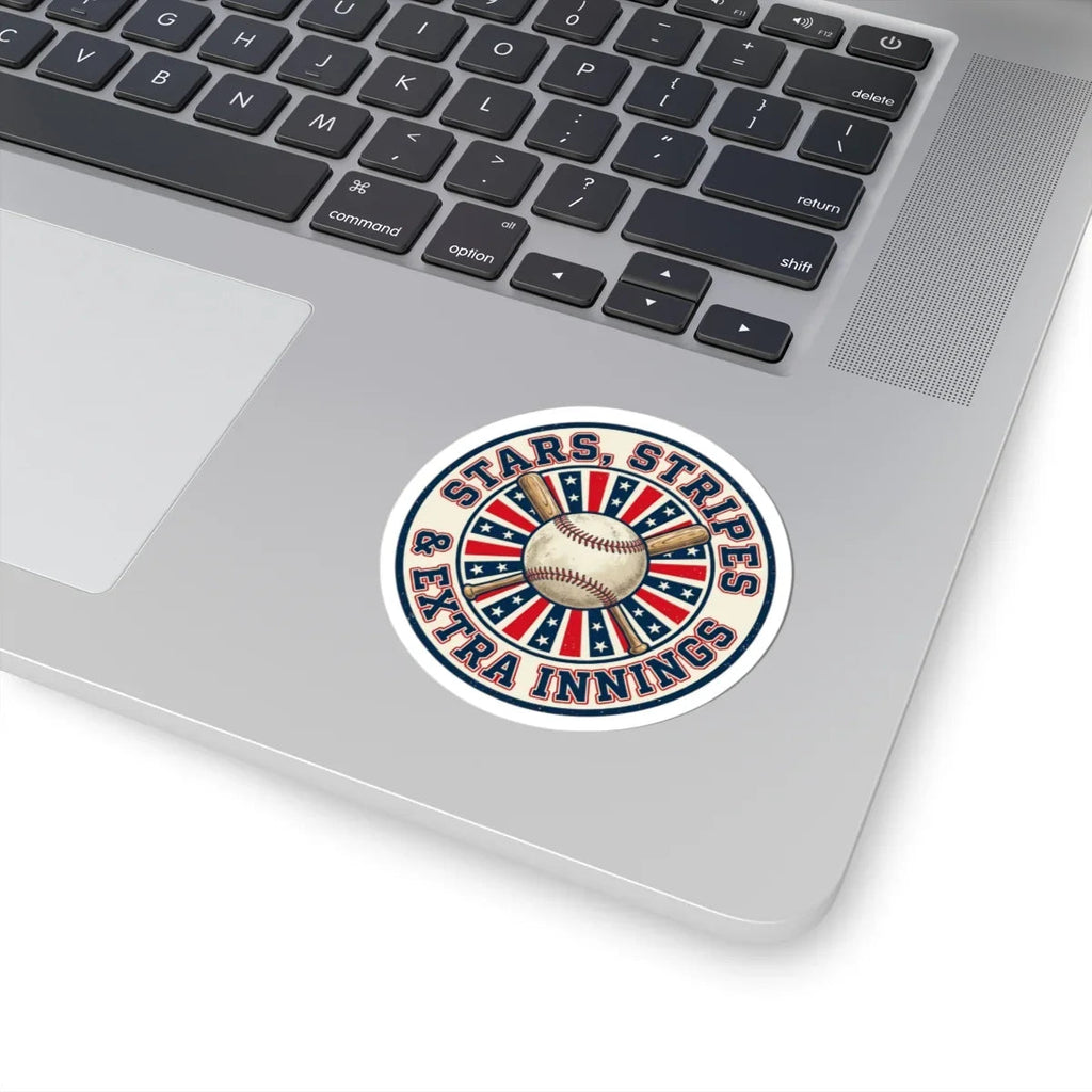 Stars Stripes Extra Innings Sticker | Vintage Patriotic Baseball Graphic Printify
