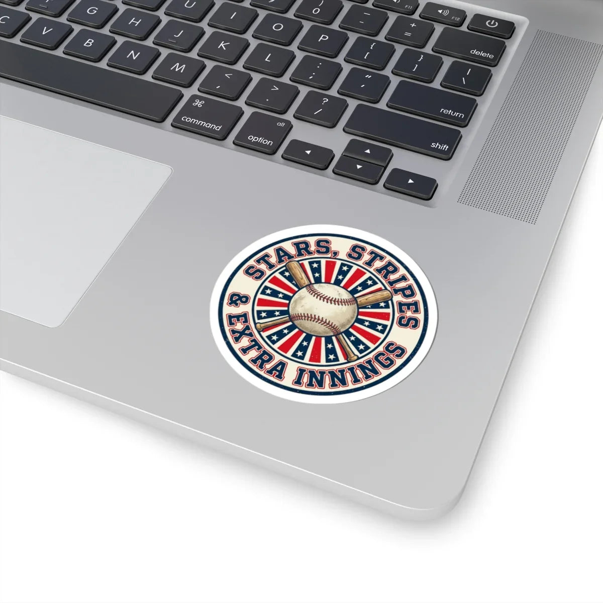 Stars Stripes Extra Innings Sticker | Vintage Patriotic Baseball Graphic Printify