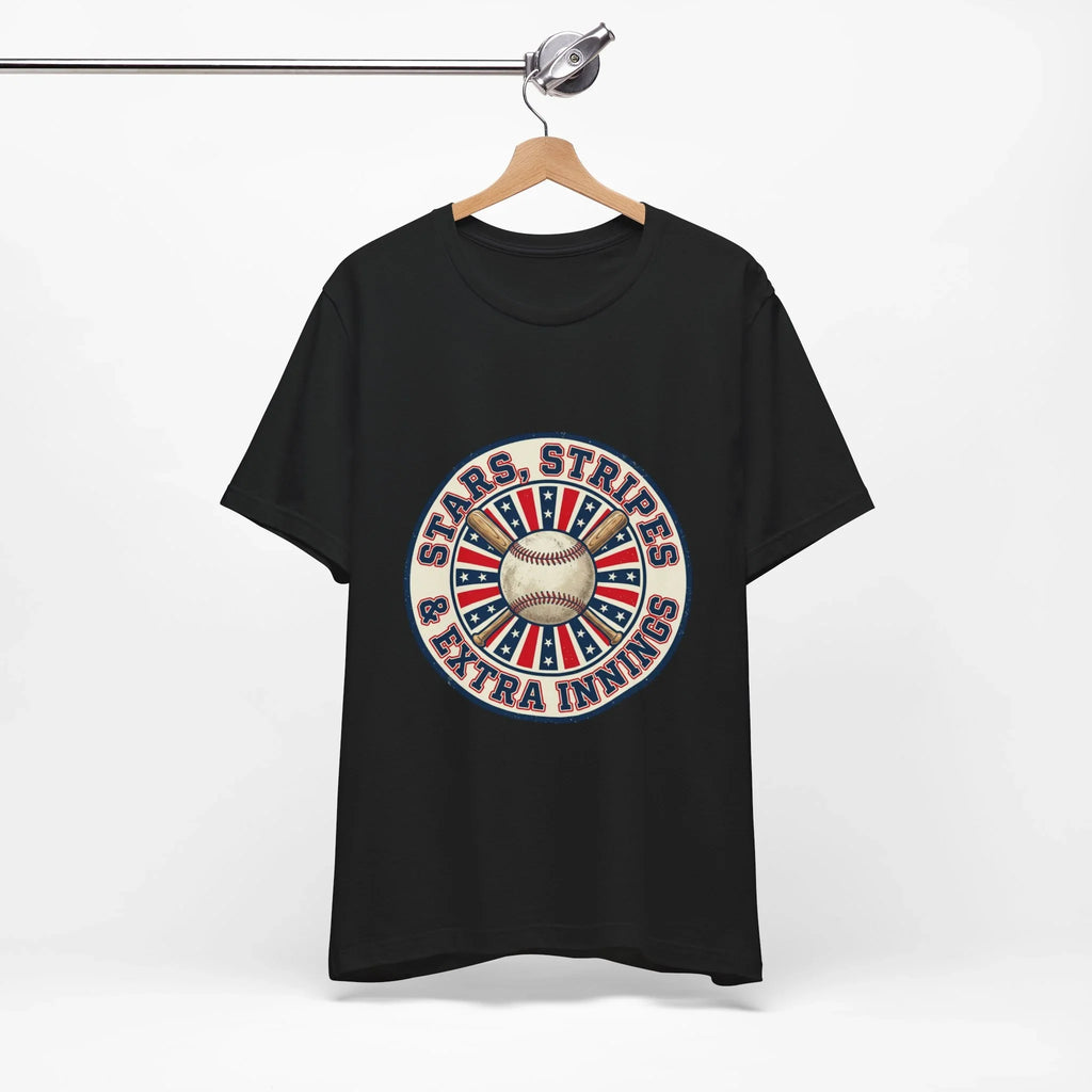 Stars Stripes & Extra Innings Baseball Tee | Patriotic baseball shirt, vintage ballpark aesthetic Printify